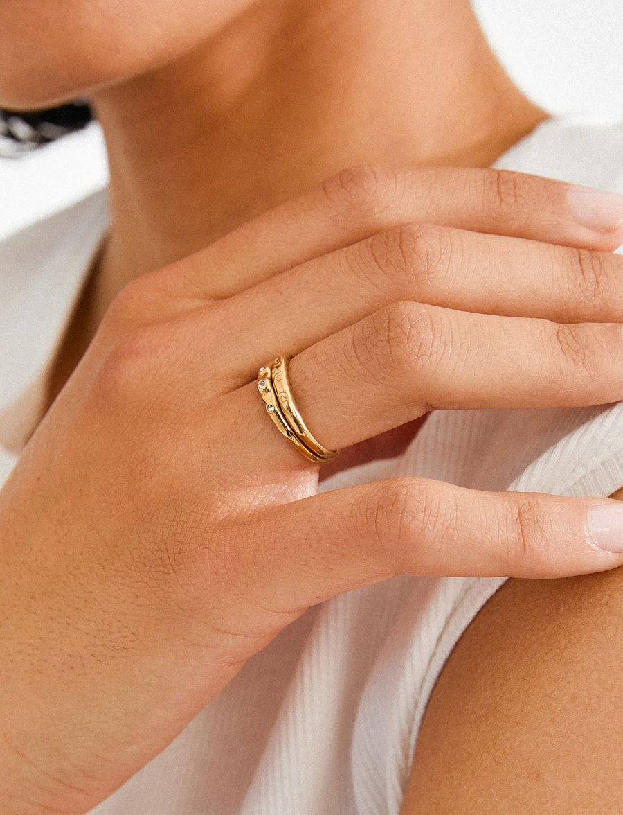 Pilgrim - FIRE rings 2-in-1 set, gold-plated - konfirmatsioon - gold plated - 2