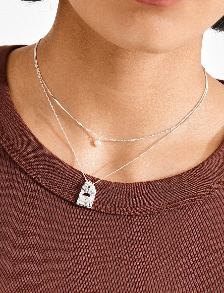 Pilgrim - FIRE necklace 2-in-1 set, silver-plated - pärlhalsband - silver plated - 3