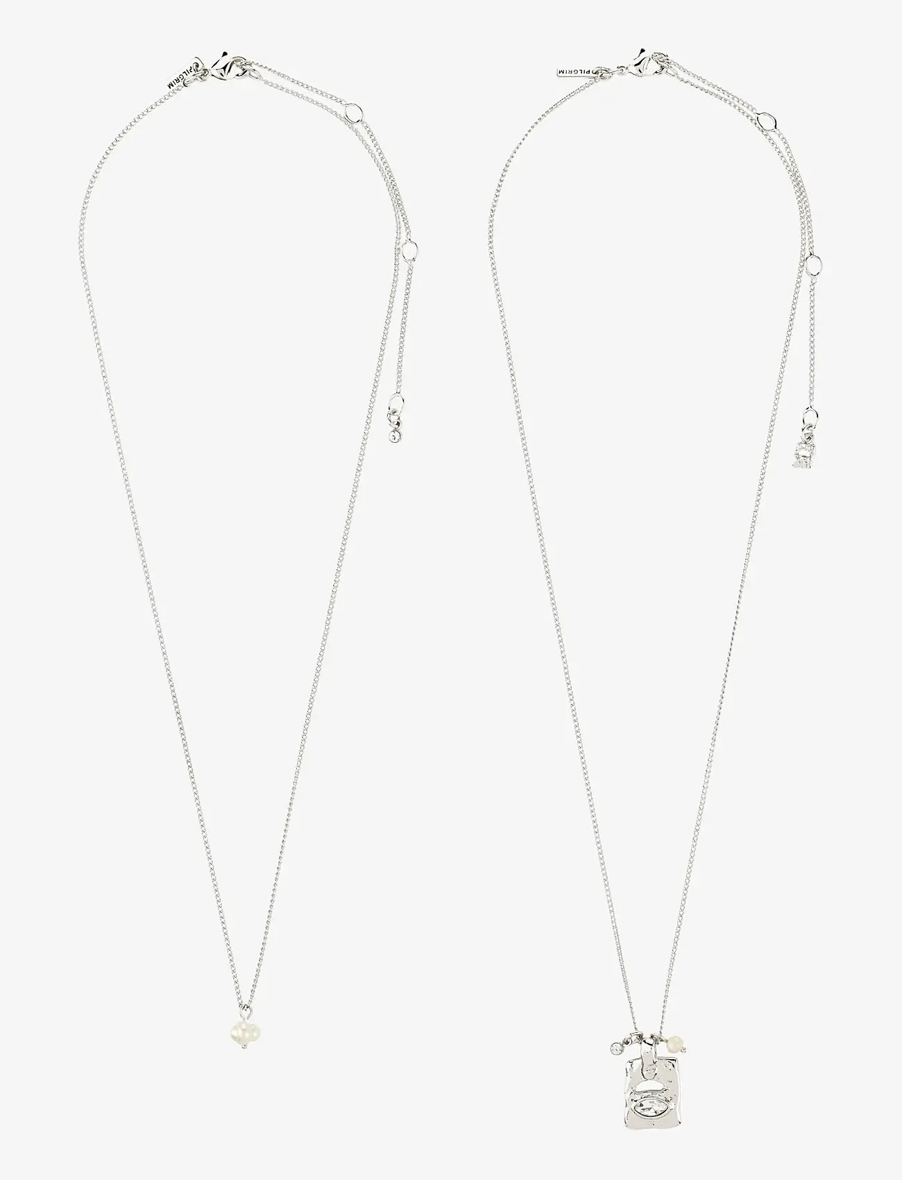 Pilgrim - FIRE necklace 2-in-1 set, silver-plated - perlekæder - silver plated - 2