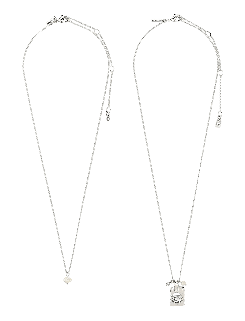 Pilgrim - FIRE necklace 2-in-1 set, silver-plated - perlekæder - silver plated - 2