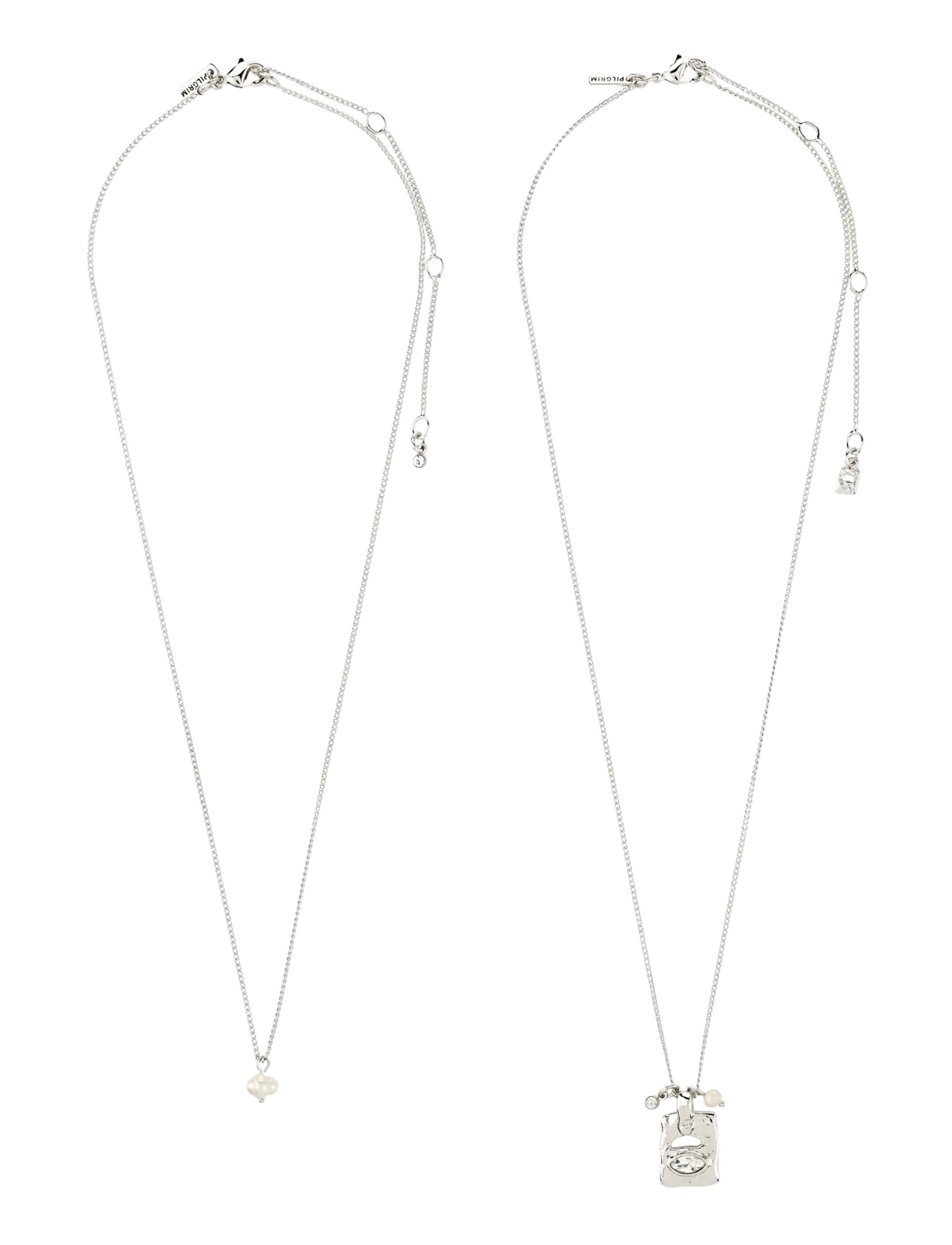 Pilgrim - FIRE necklace 2-in-1 set, silver-plated - pärlhalsband - silver plated - 2