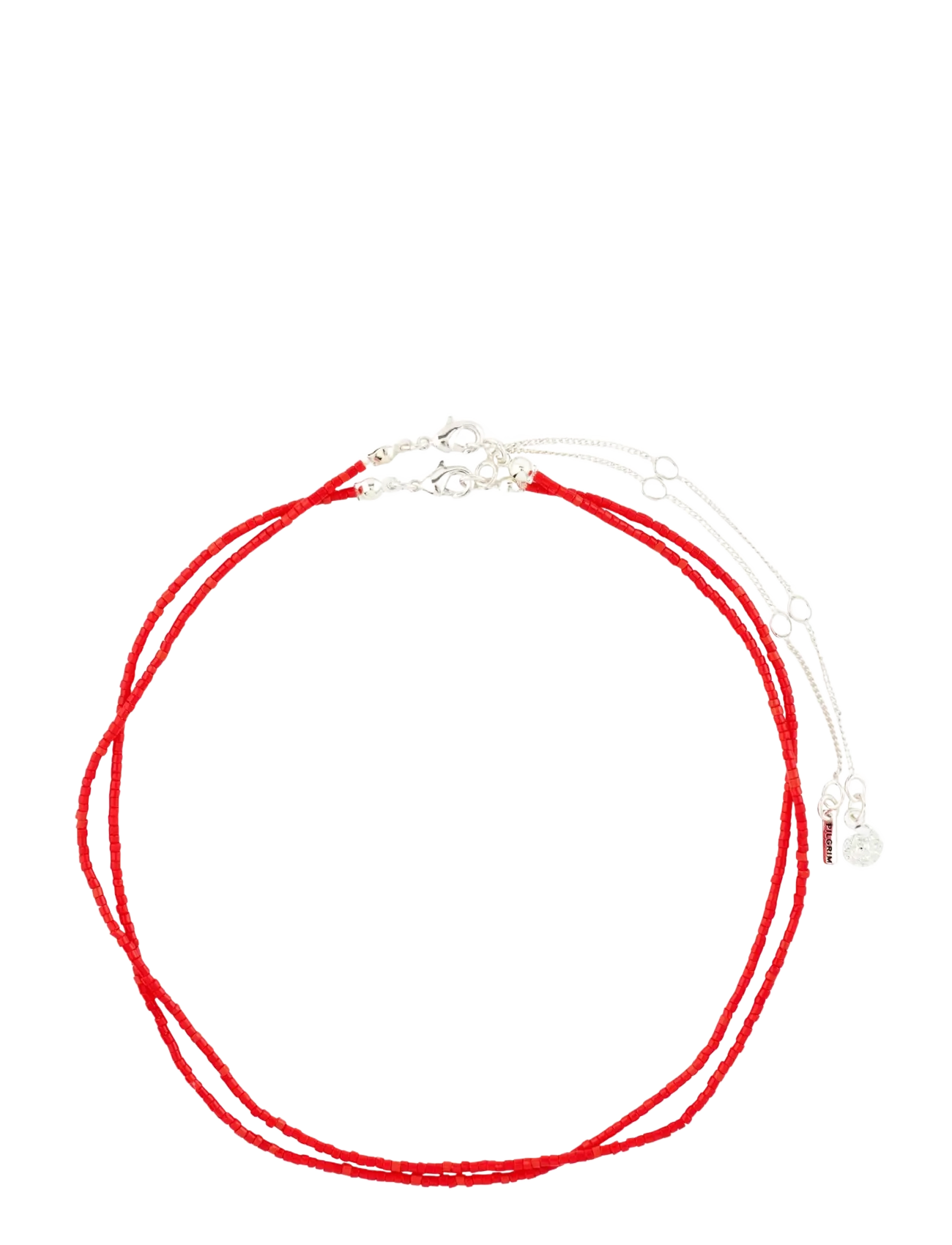Pilgrim HAZE necklaces 2-in-1 set, red/silver-plated - Papuošalai - SILVER PLATED / red