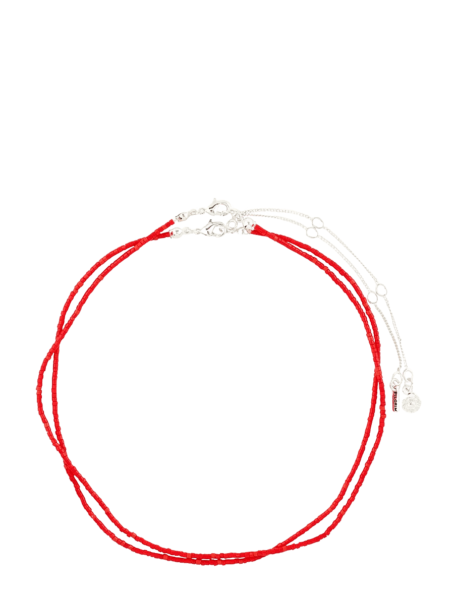 Pilgrim - HAZE necklaces 2-in-1 set, red/silver-plated - riipukset - silver plated - 1