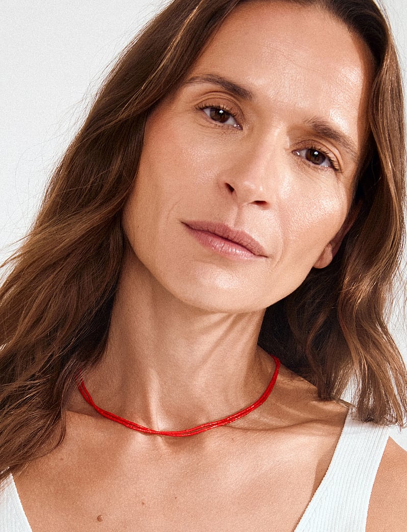 Pilgrim - HAZE necklaces 2-in-1 set, red/silver-plated - ketten mit anhänger - silver plated - 0