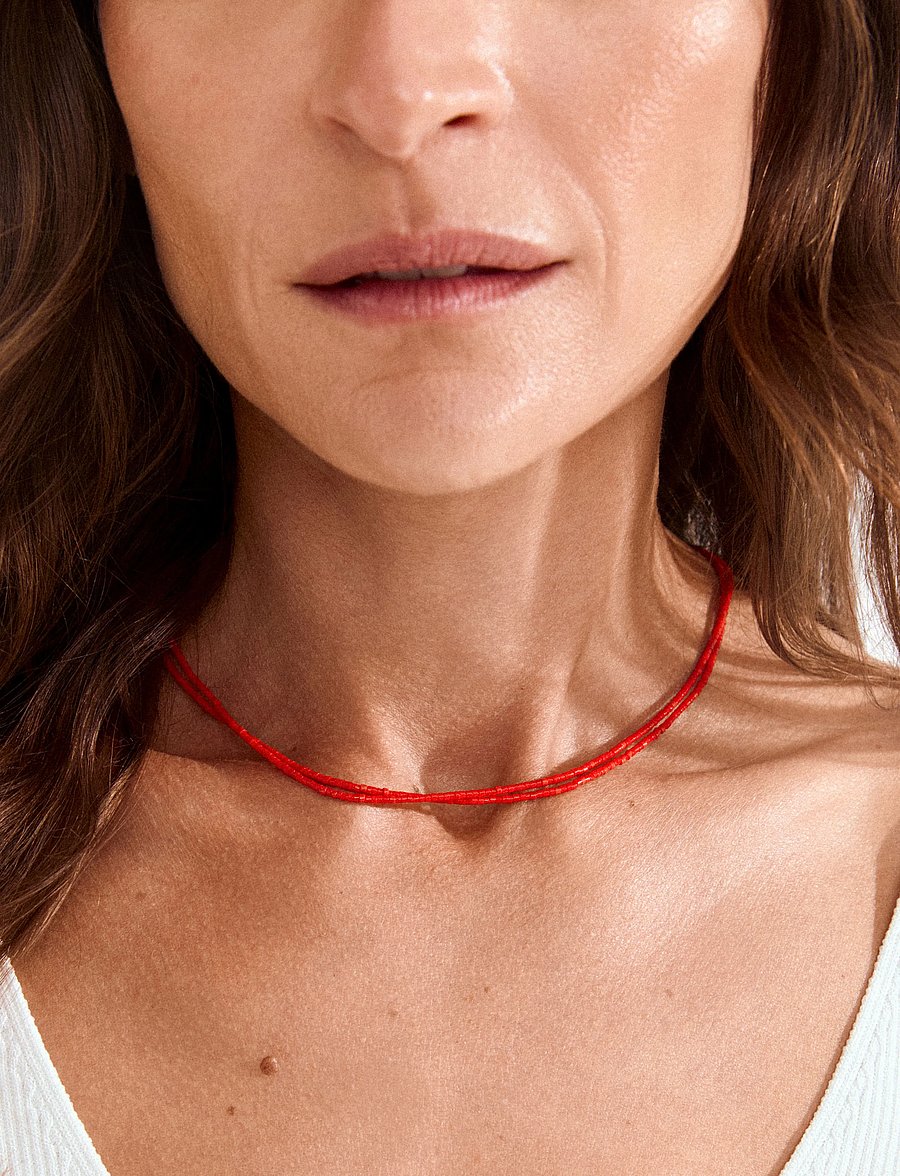 Pilgrim - HAZE necklaces 2-in-1 set, red/silver-plated - riipukset - silver plated - 2