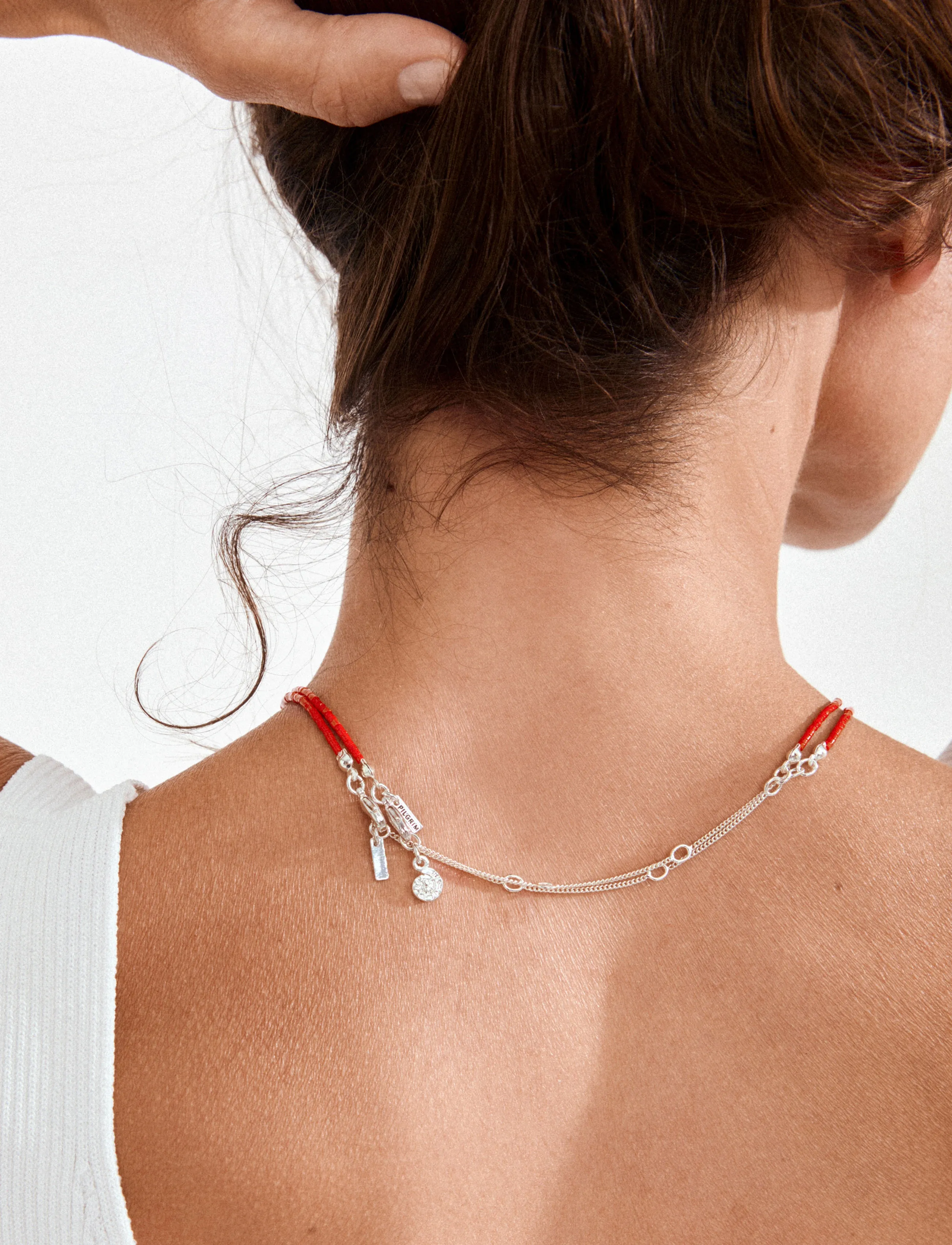 Pilgrim - HAZE necklaces 2-in-1 set, red/silver-plated - riipukset - silver plated - 3