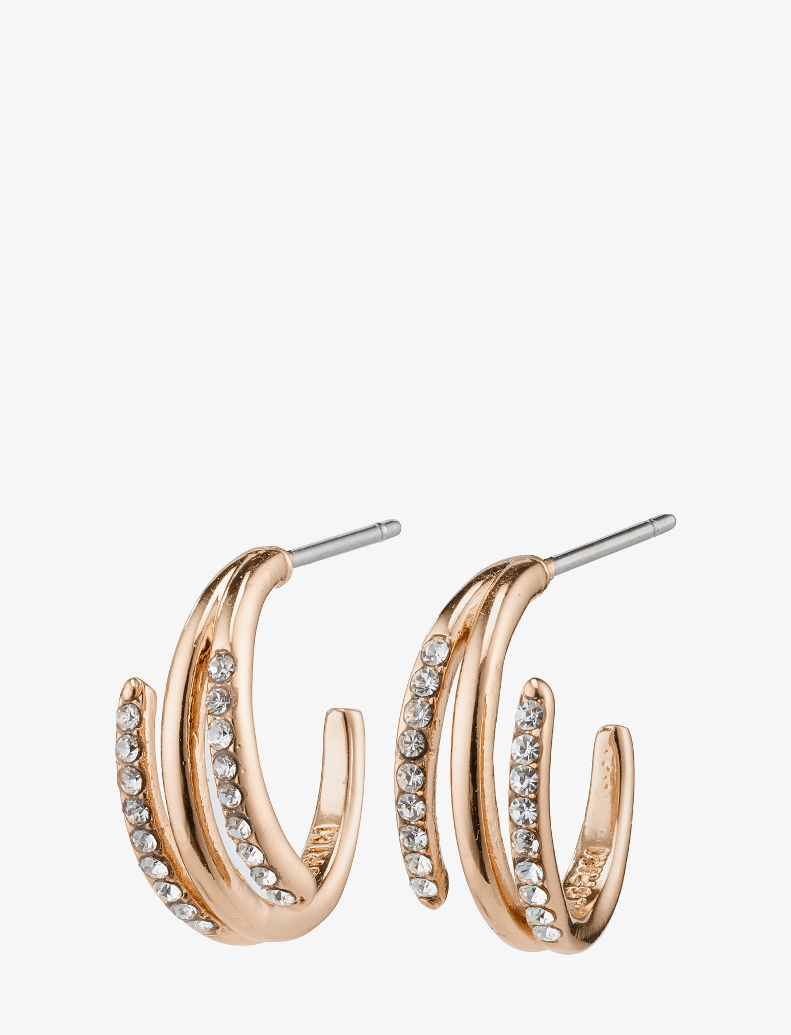 Pilgrim - SERENITY crystal deco semi-hoops - rose gold plated - 0