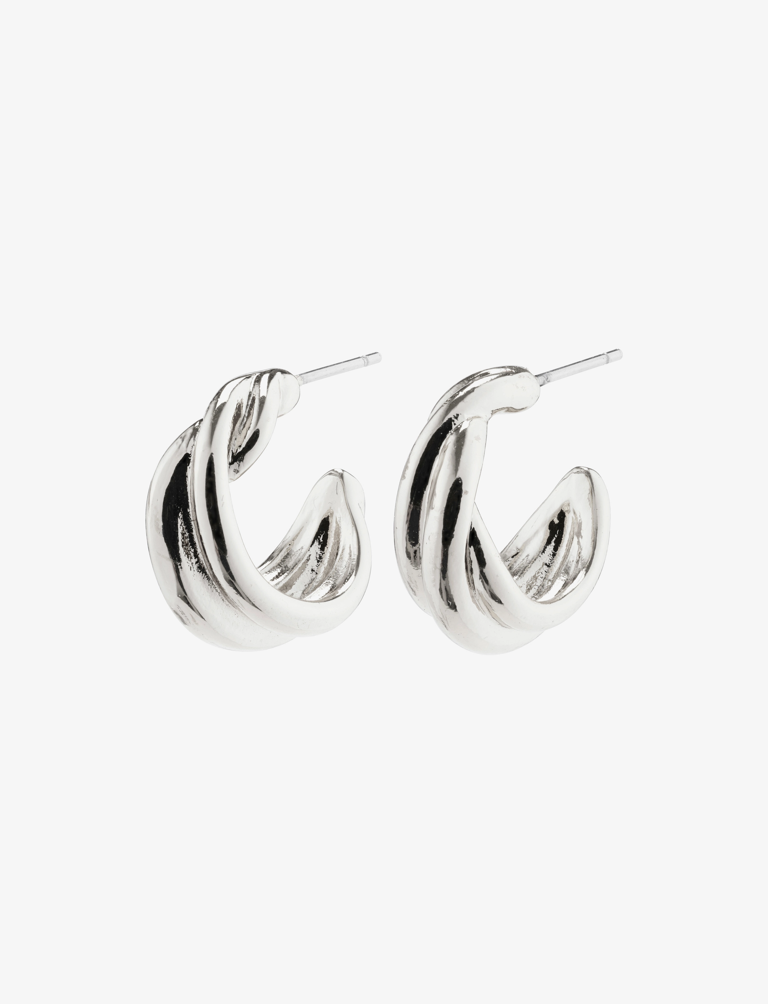 Pilgrim COURAGEOUS twirl huggie hoop earrings silver-plated - Ehted - SILVER PLATED / silver