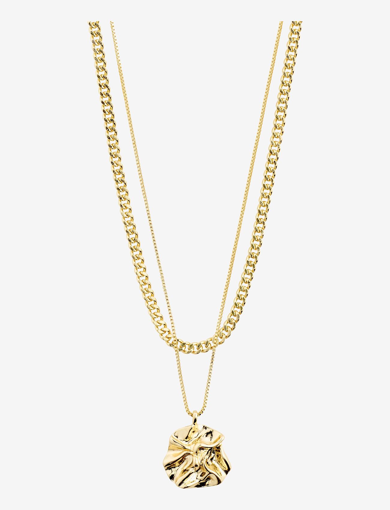 Pilgrim - WILLPOWER curb & coin necklace, 2-in-1 set, gold-plated - festklær til outlet-priser - gold plated - 0