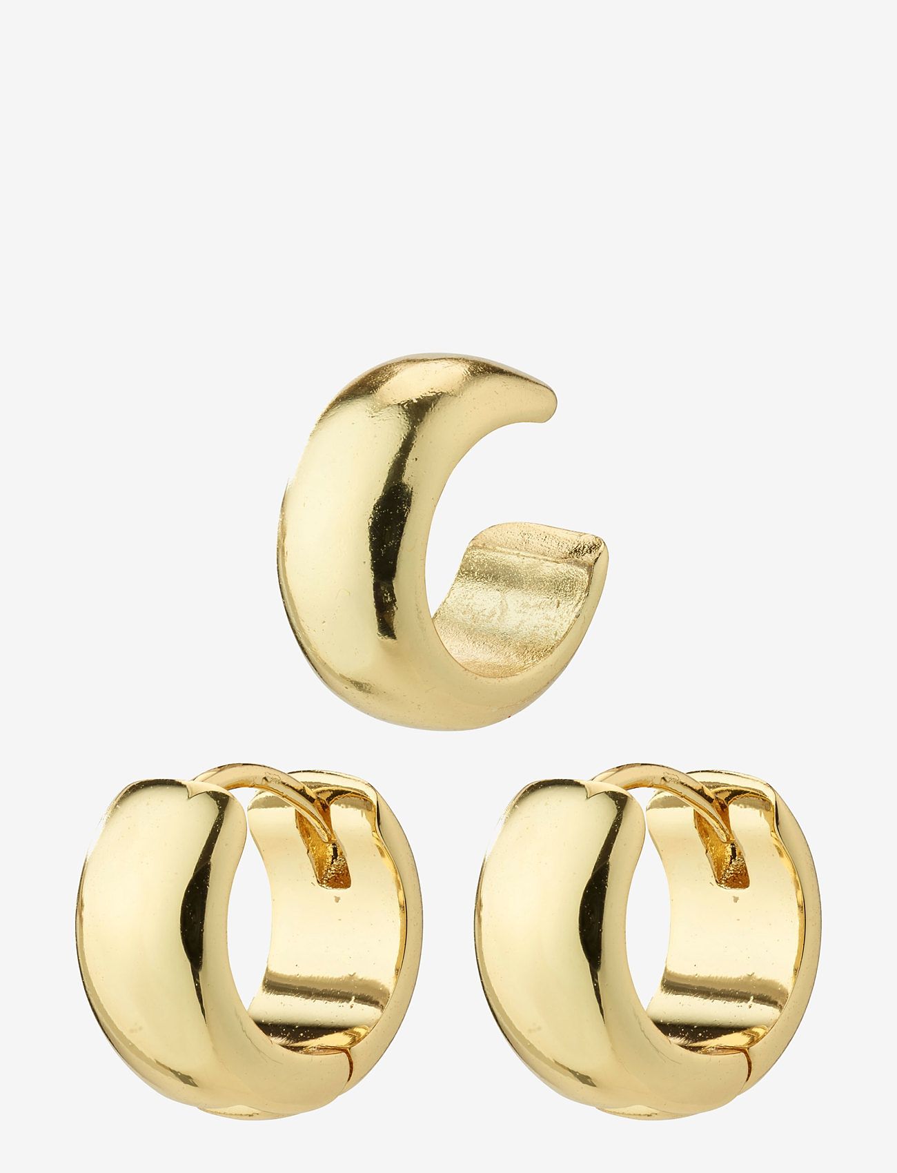 Pilgrim - PACE recycled hoop and cuff earrings - gold plated - 1