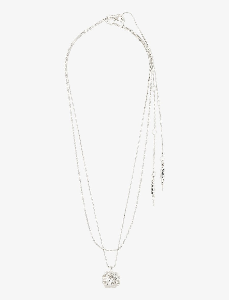Pilgrim - FEEL necklace 2-in-1 set silver-plated - halsband med hänge - silver plated - 2