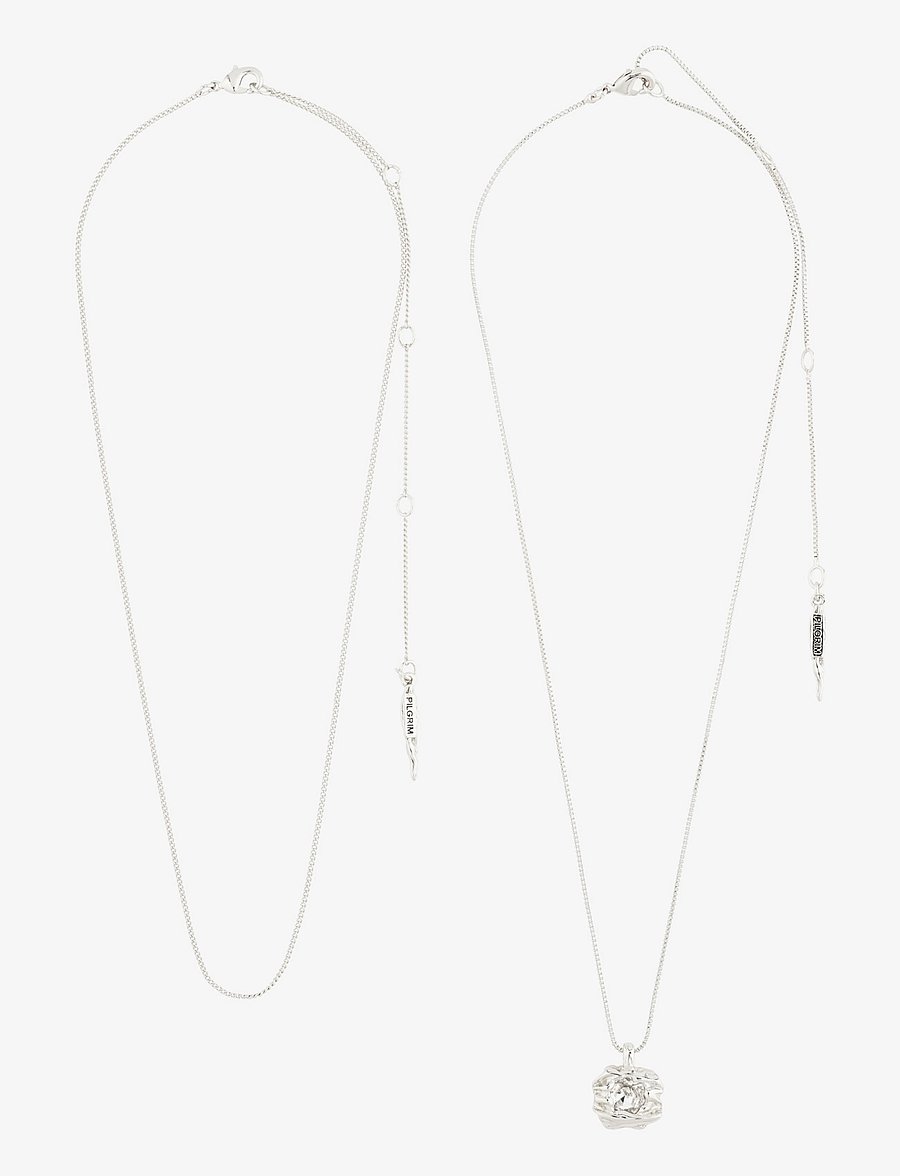 Pilgrim - FEEL necklace 2-in-1 set silver-plated - halsband med hänge - silver plated - 3