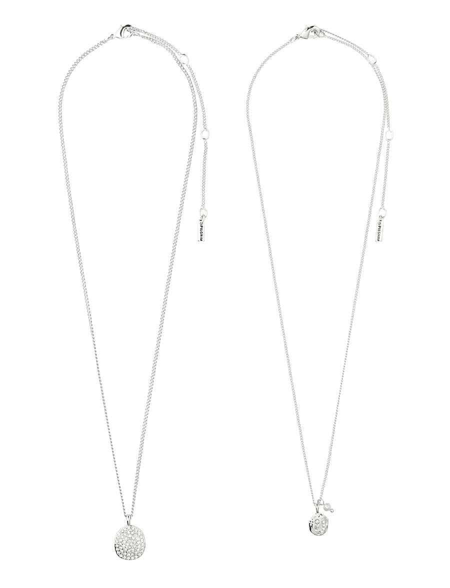 Pilgrim - SHIFT necklace 2-in-1 set, silver-plated - perlekæder - silver plated - 3