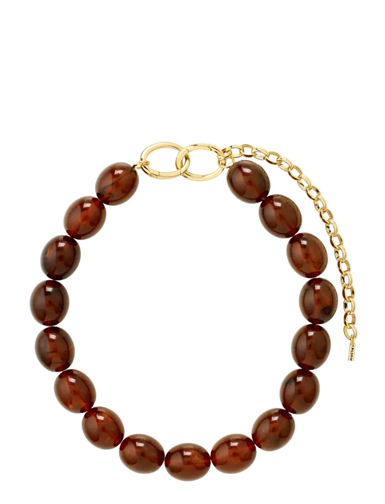 Pilgrim STILL necklace gold-plated/brown - Išraiškingi vėriniai - GOLD PLATED / brown