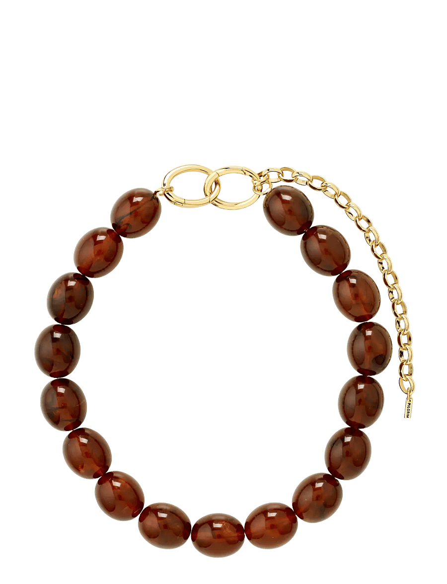 Pilgrim - STILL necklace gold-plated/brown - statement halskæder - gold plated - 1
