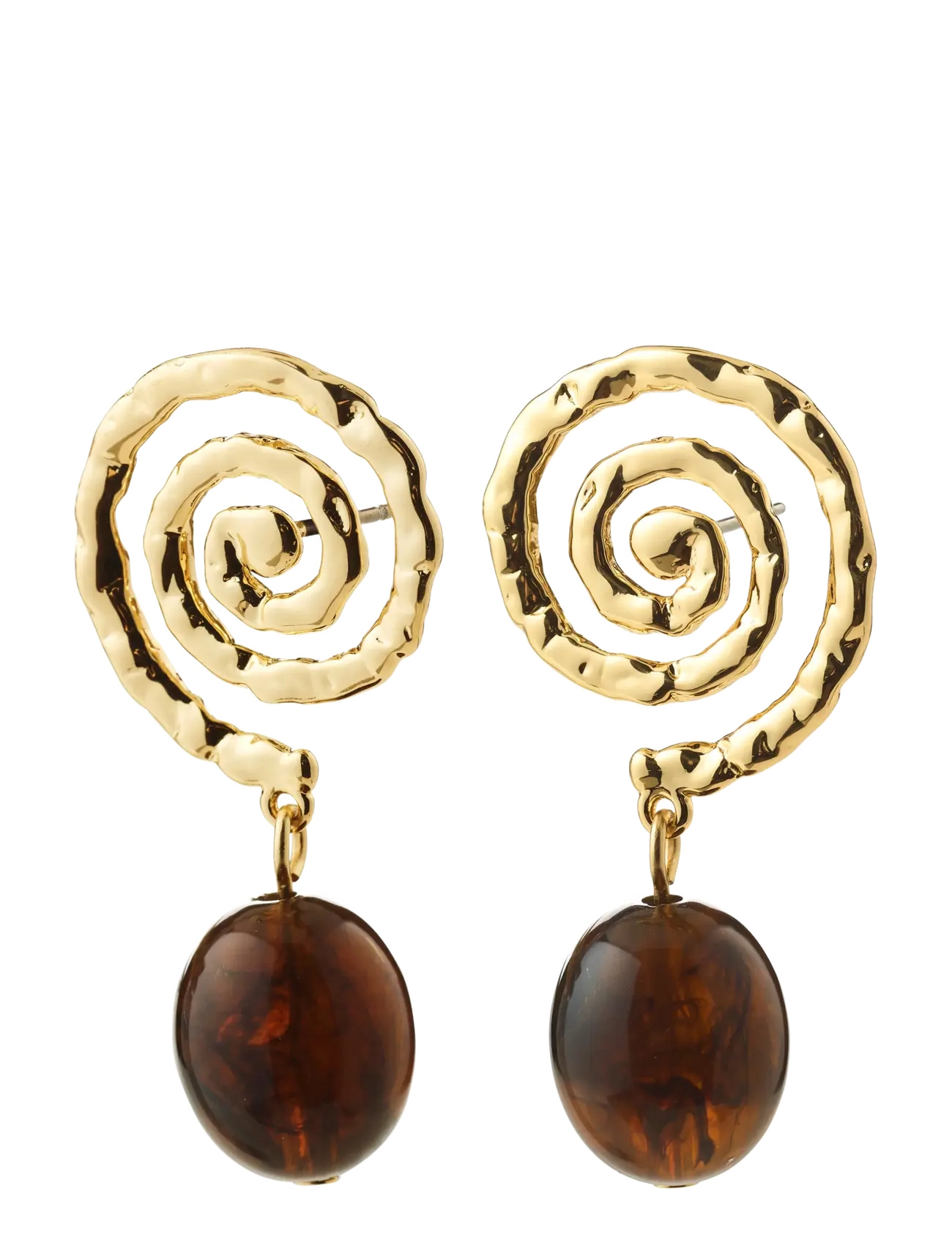 Pilgrim STILL earrings gold-plated/brown - Statement øreringe - GOLD PLATED / gold