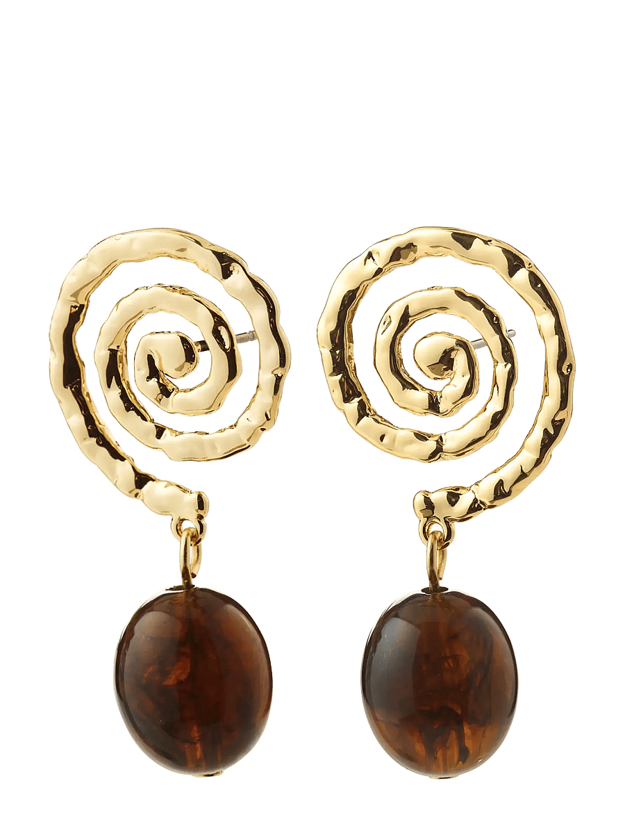 Pilgrim - STILL earrings gold-plated/brown - gold plated - 1