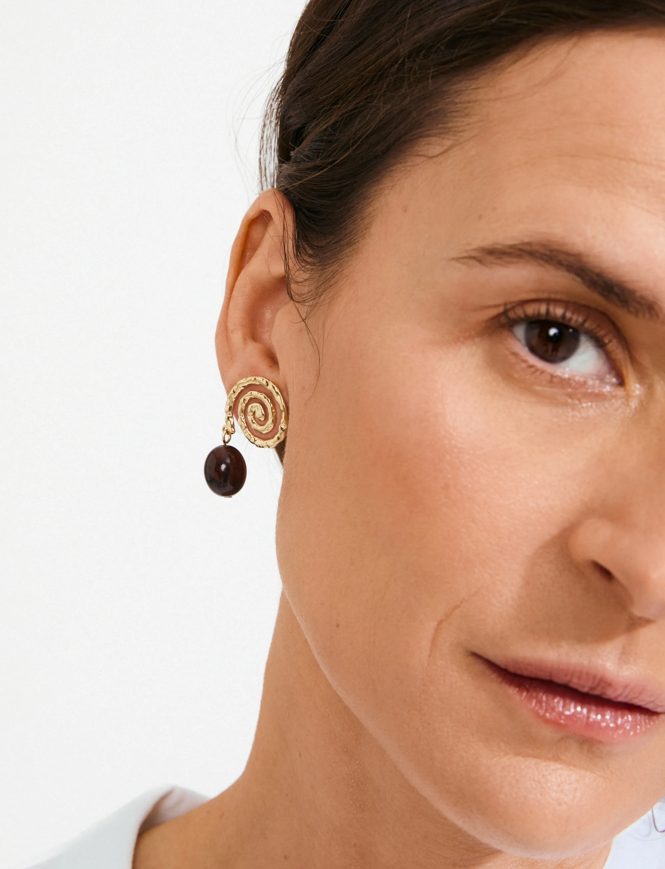 Pilgrim Still Earrings Gold-Plated/Brown, One Size, Gold, Earrings > Statement Earrings, Dame