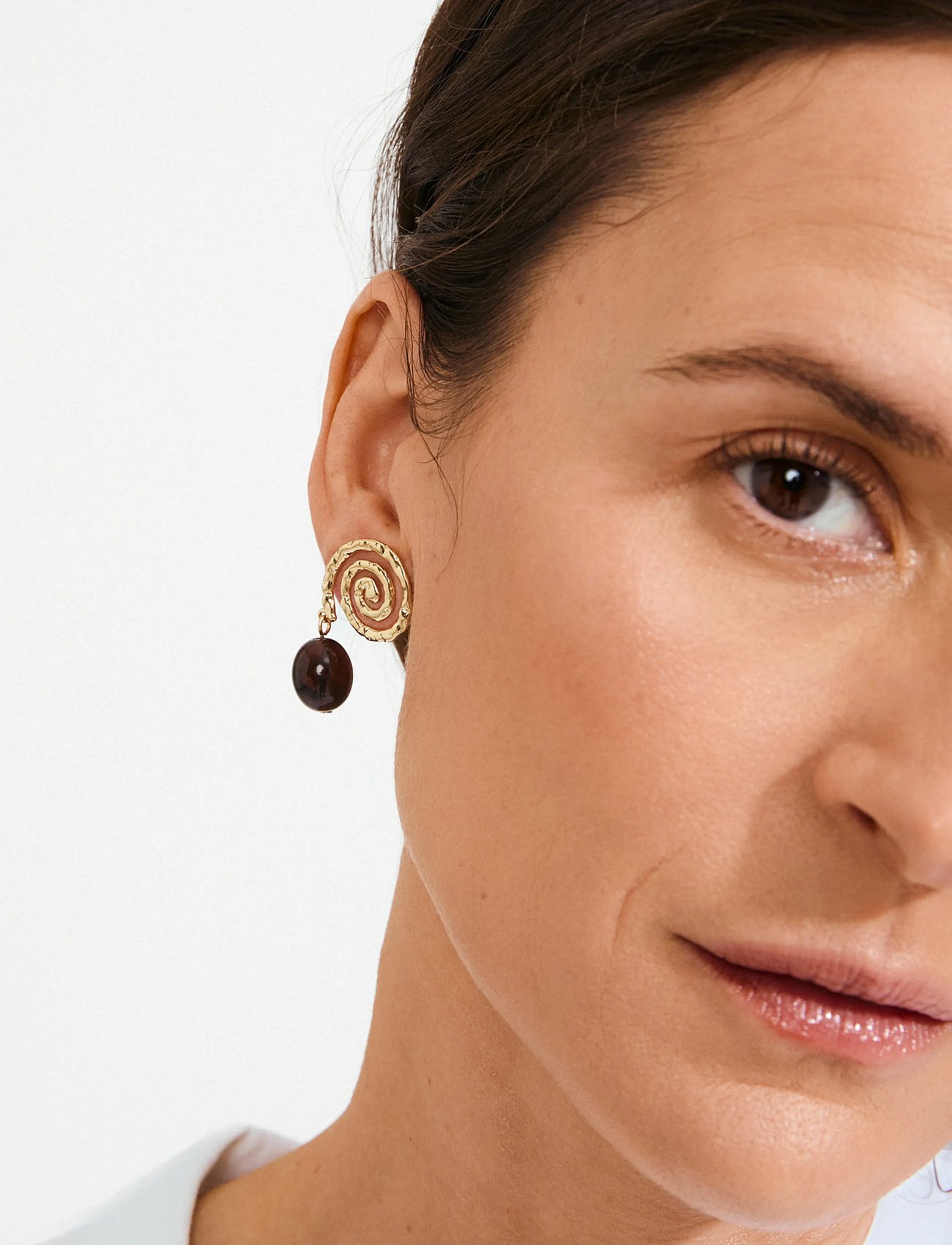 STILL earrings gold-plated/brown - GOLD PLATED