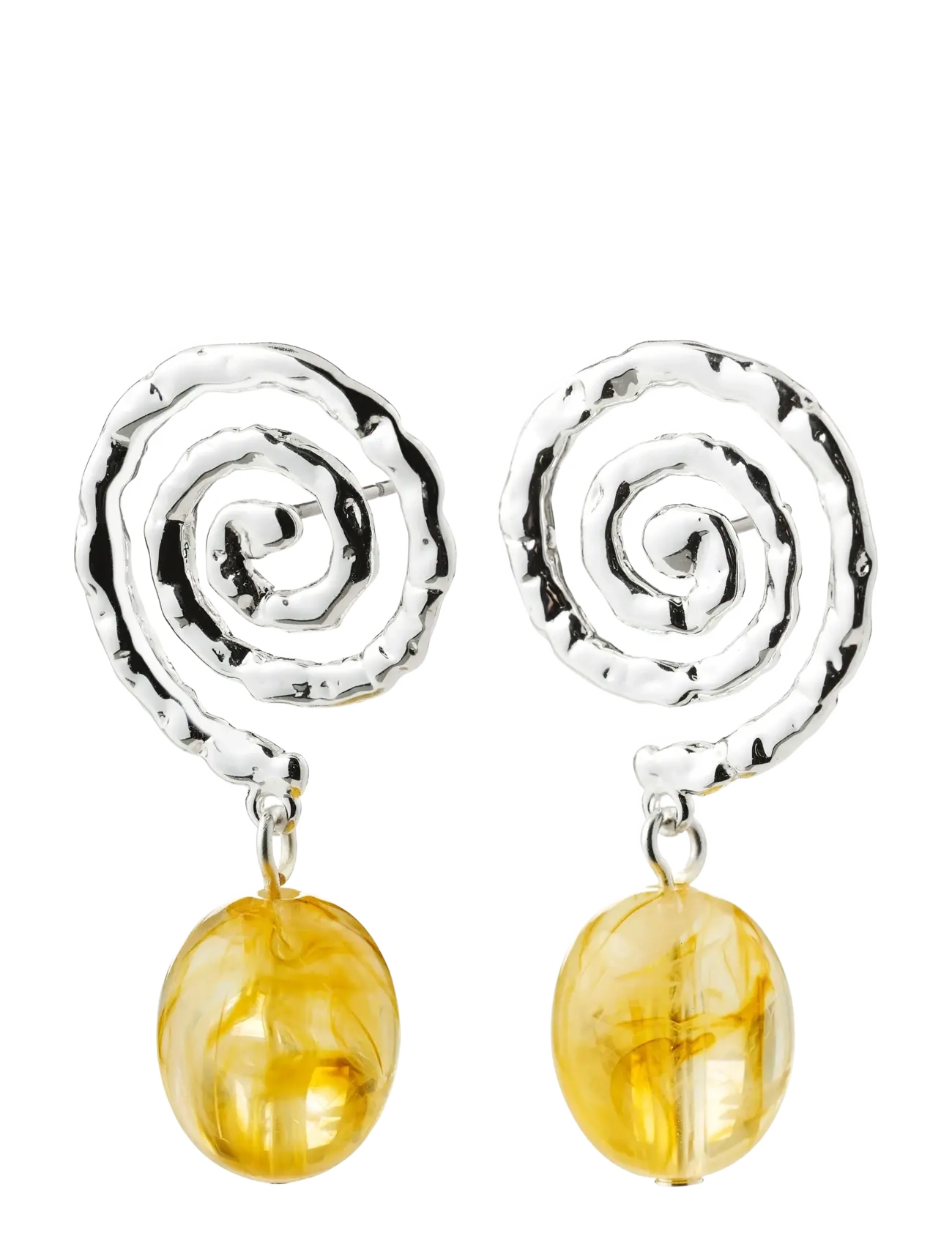 Pilgrim STILL earrings silver-plated/yellow - Statement kõrvarõngad - SILVER PLATED / silver
