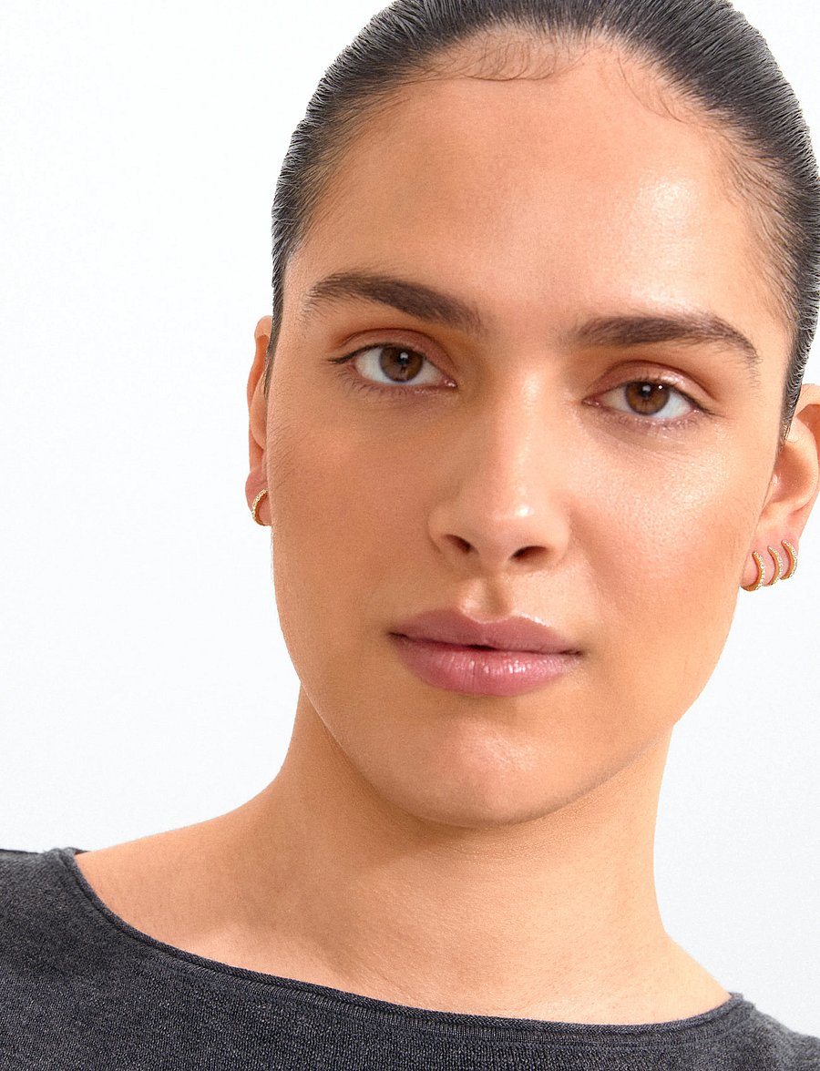 Pilgrim - ROOT earrings 2-in-1 set, gold-plated - kreolen - gold plated - 2