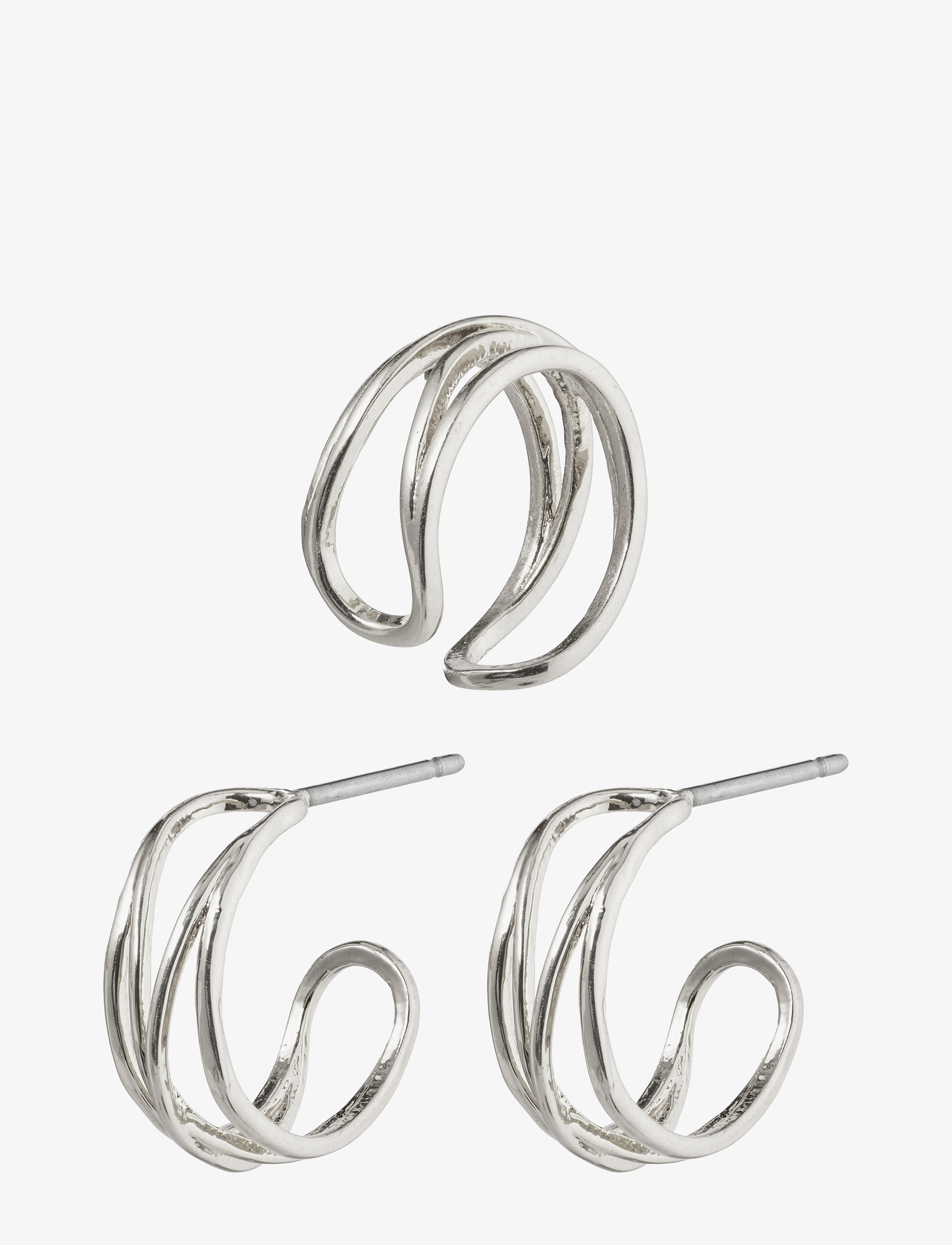 Pilgrim - NATIVE BEAUTY small huggie hoops and ear cuff - silver plated - 0