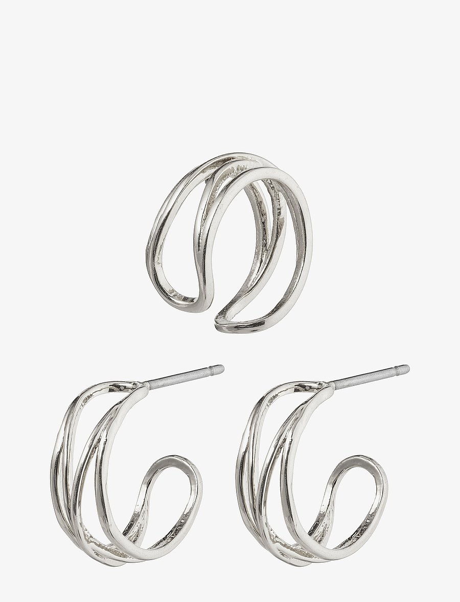 Pilgrim - NATIVE BEAUTY small huggie hoops and ear cuff - silver plated - 0