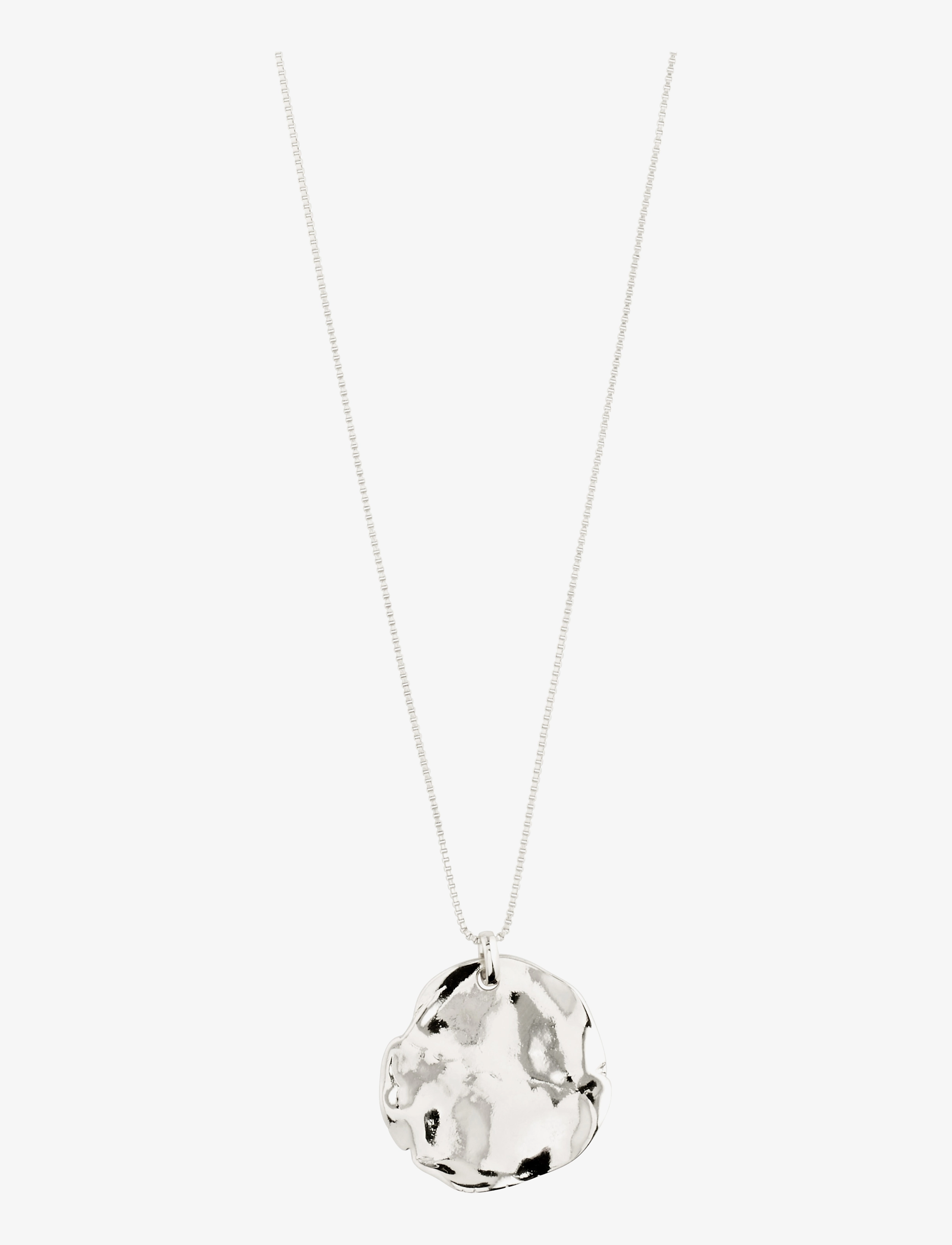 Pilgrim - PRECIOUS organic shaped coin pendent necklace - silver plated - 0