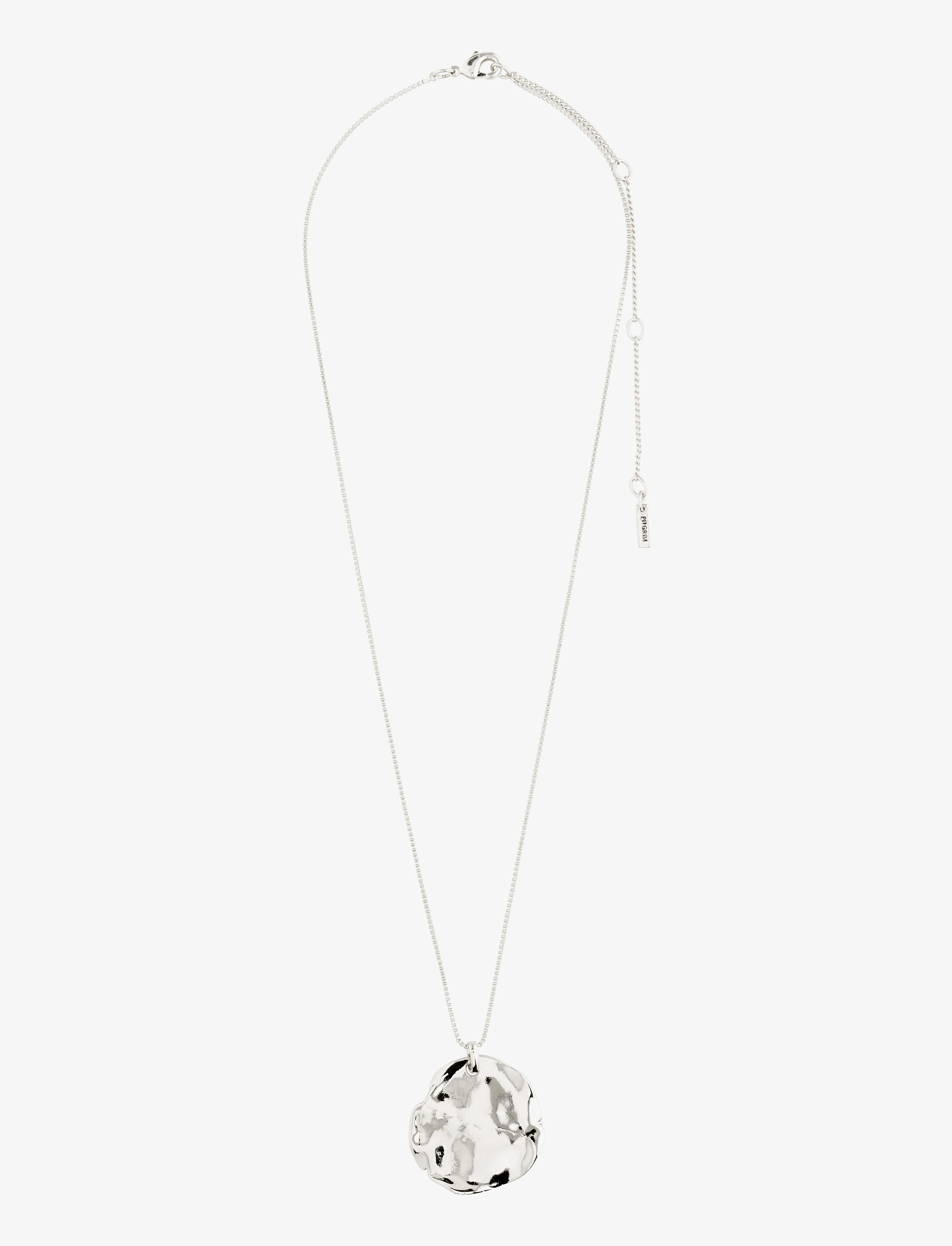 Pilgrim - PRECIOUS organic shaped coin pendent necklace - silver plated - 1