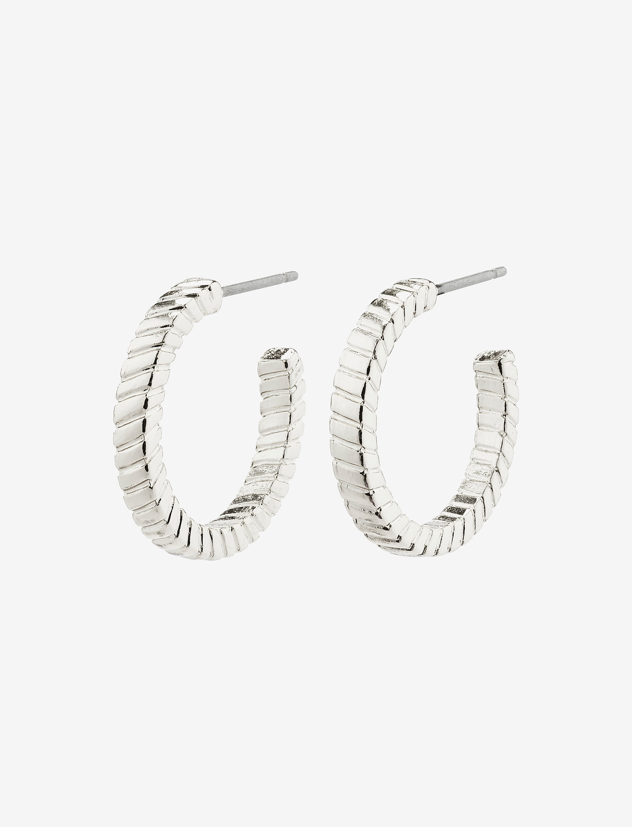Pilgrim - ECSTATIC square snake chain hoop earrings - silver plated - 0