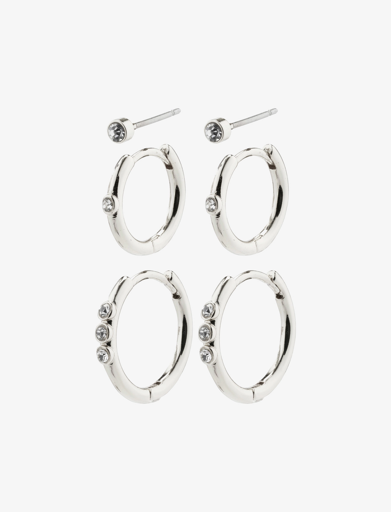 Pilgrim - ECSTATIC 3-in-1 set crystal earrings silver-plated - silver plated - 0
