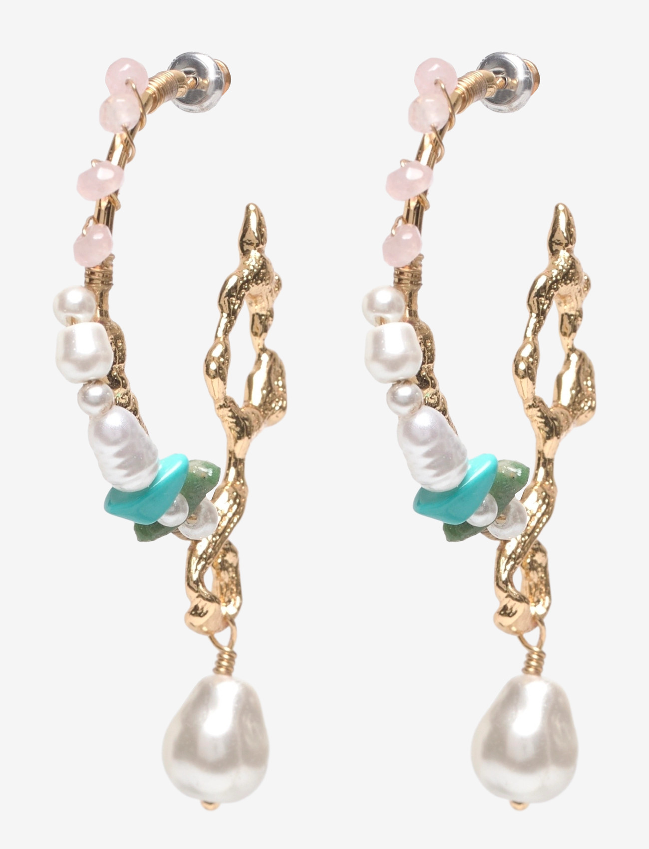 Pilgrim - FORCE large hoop earrings white/gold-plated - hoops - gold plated - 0