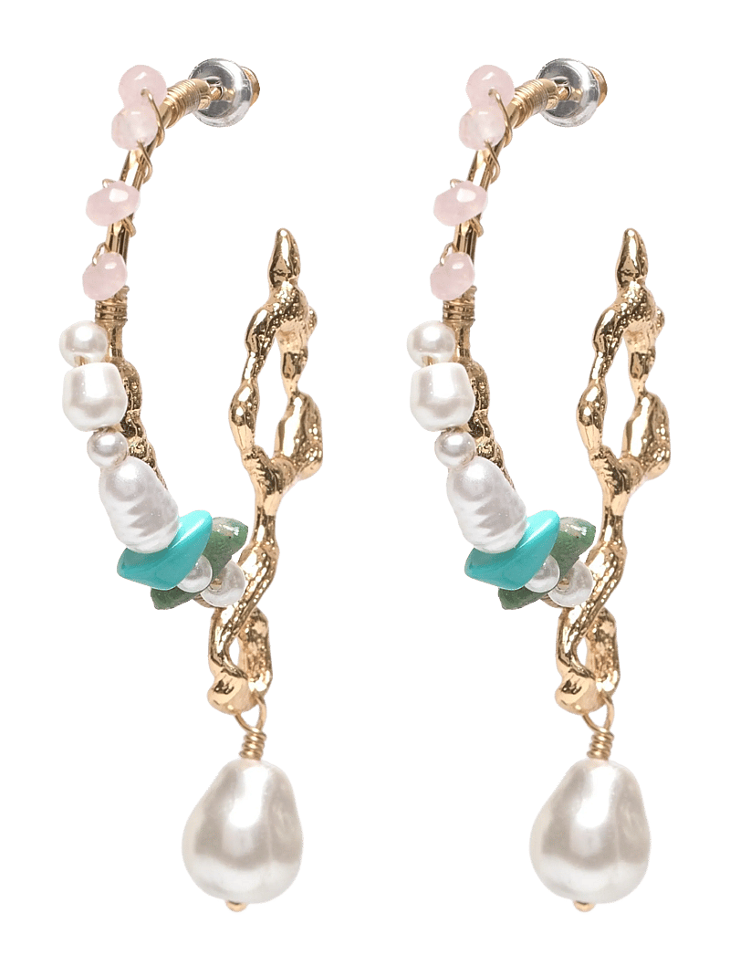 Pilgrim - FORCE large hoop earrings white/gold-plated - kreolen - gold plated - 0