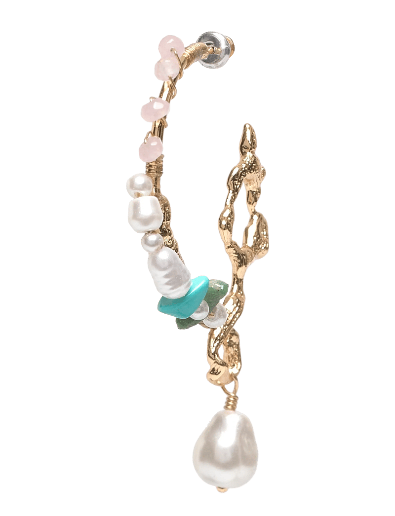 Pilgrim - FORCE large hoop earrings white/gold-plated - kreolen - gold plated - 1