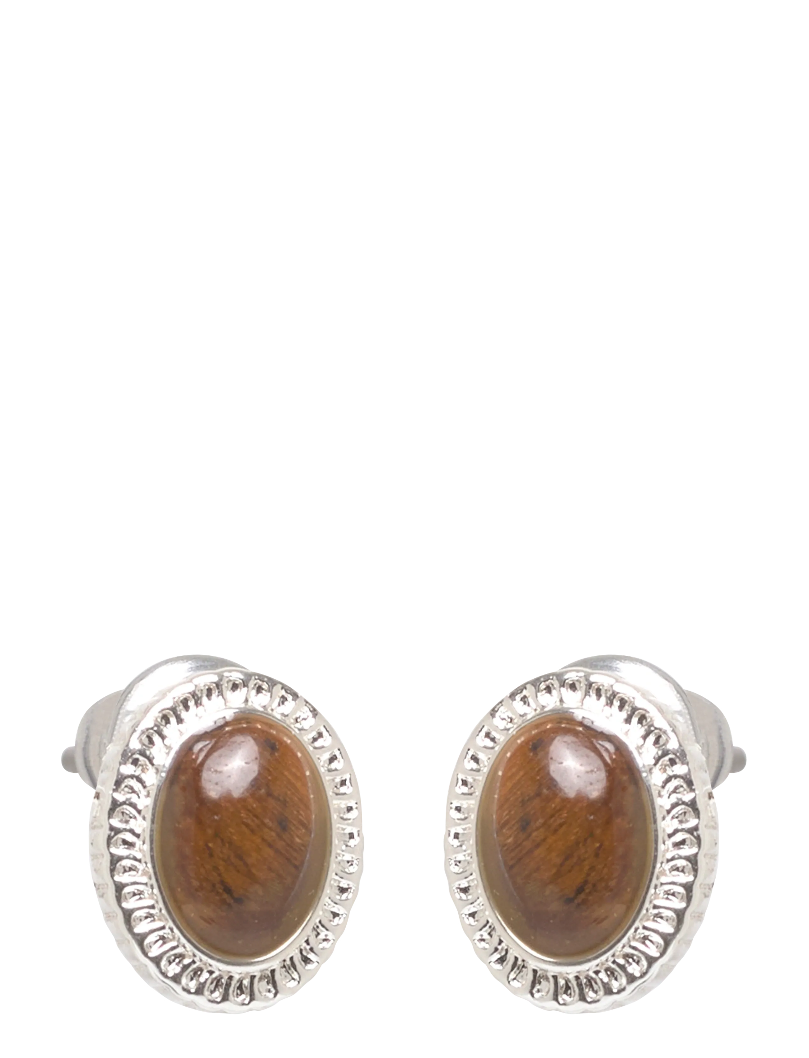 Pilgrim Between Earrings Silver-Plated, One Size, Brown, Øreringe > Ørestikker, Dame