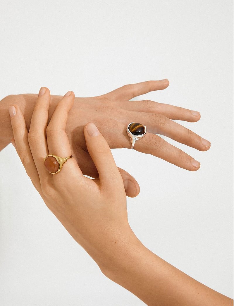 Pilgrim - SENSE ring gold-plated/agate - gold plated - 3