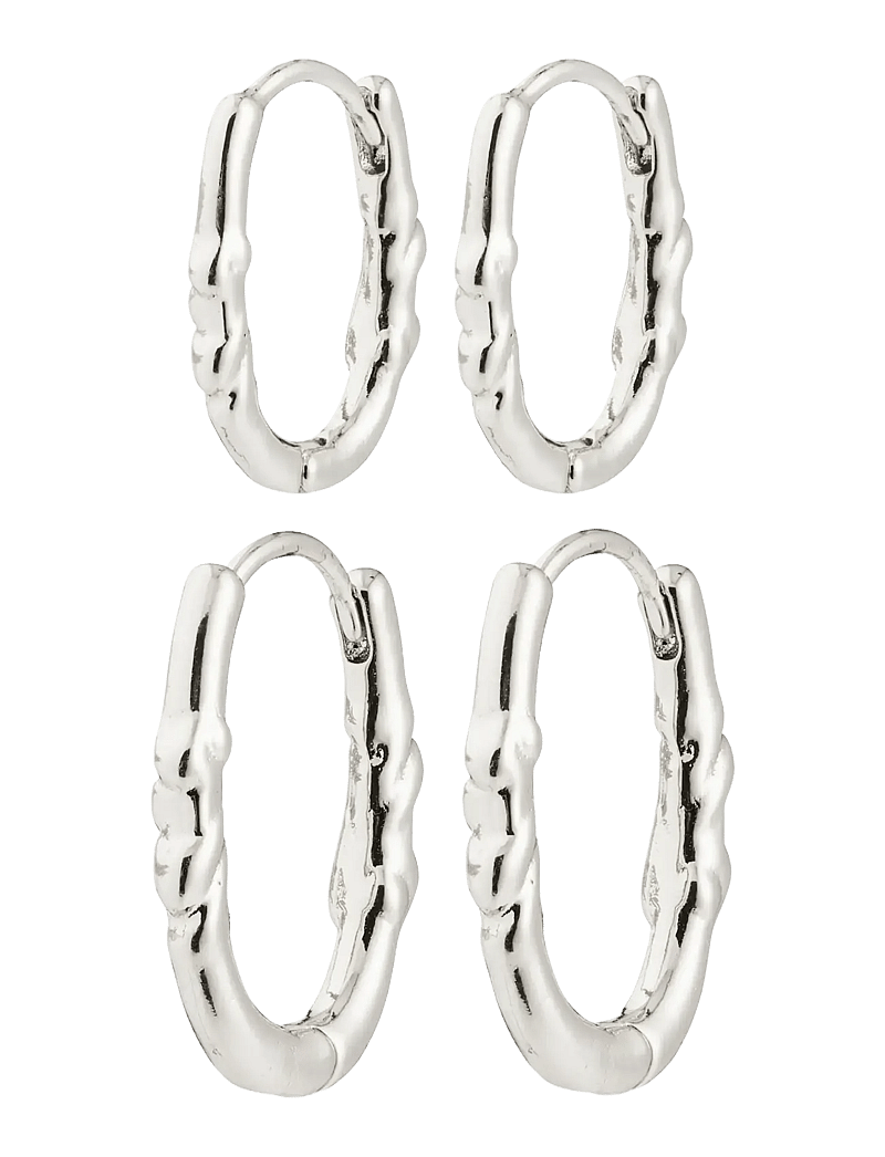 Pilgrim - SENSE hoop earrings, 2-in-1 set, silver-plated - hoops - silver plated - 1