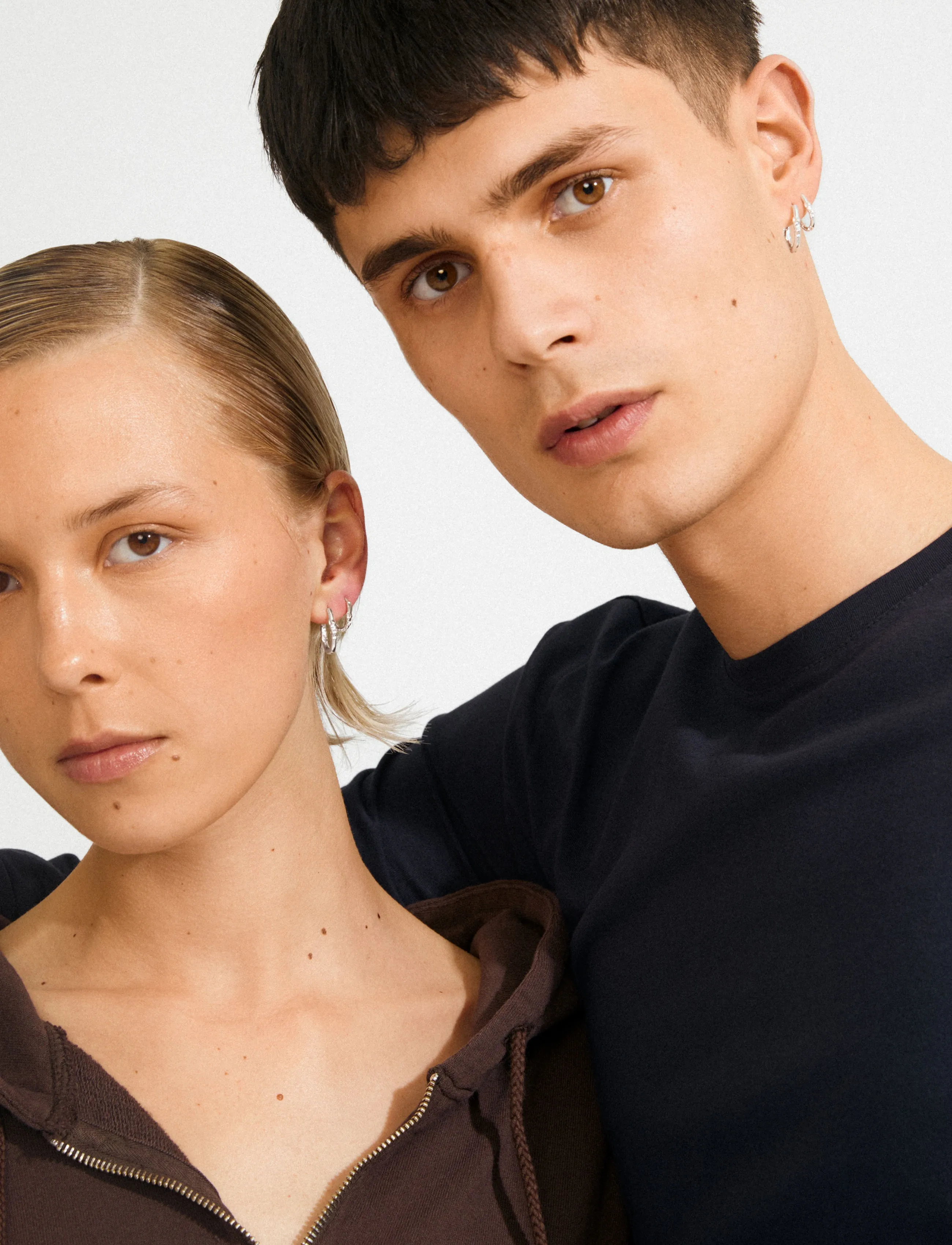 Pilgrim SENSE hoop earrings, 2-in-1 set, silver-plated - Inspiration - SILVER PLATED / silver