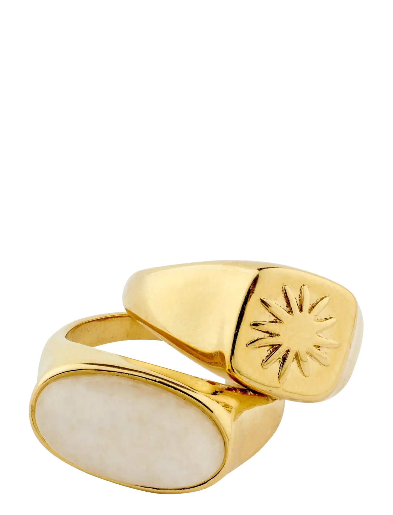 PILGRIM Prism Rings 2-In-1 Set, Gold-Plated Gold - One Size - Damen
