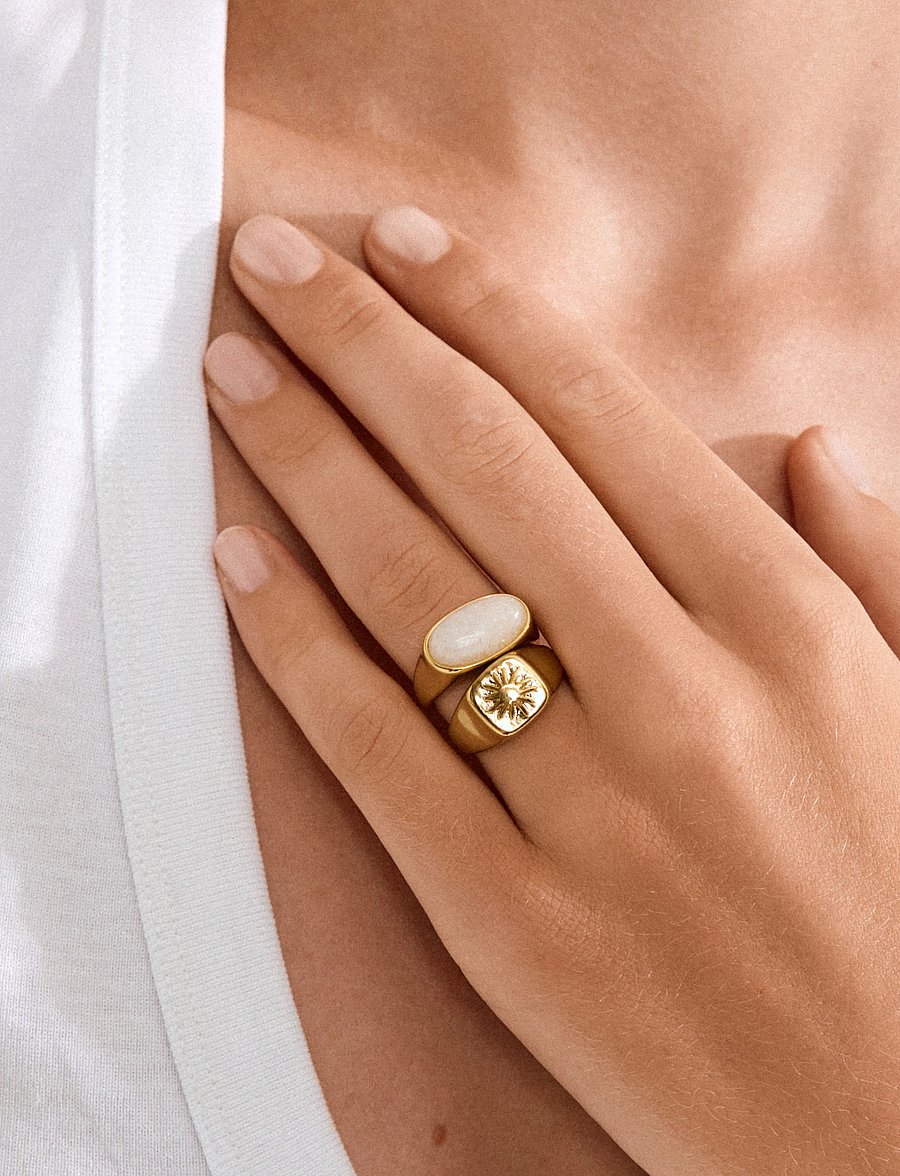 Pilgrim - PRISM rings 2-in-1 set, gold-plated - konfirmation - gold plated - 2