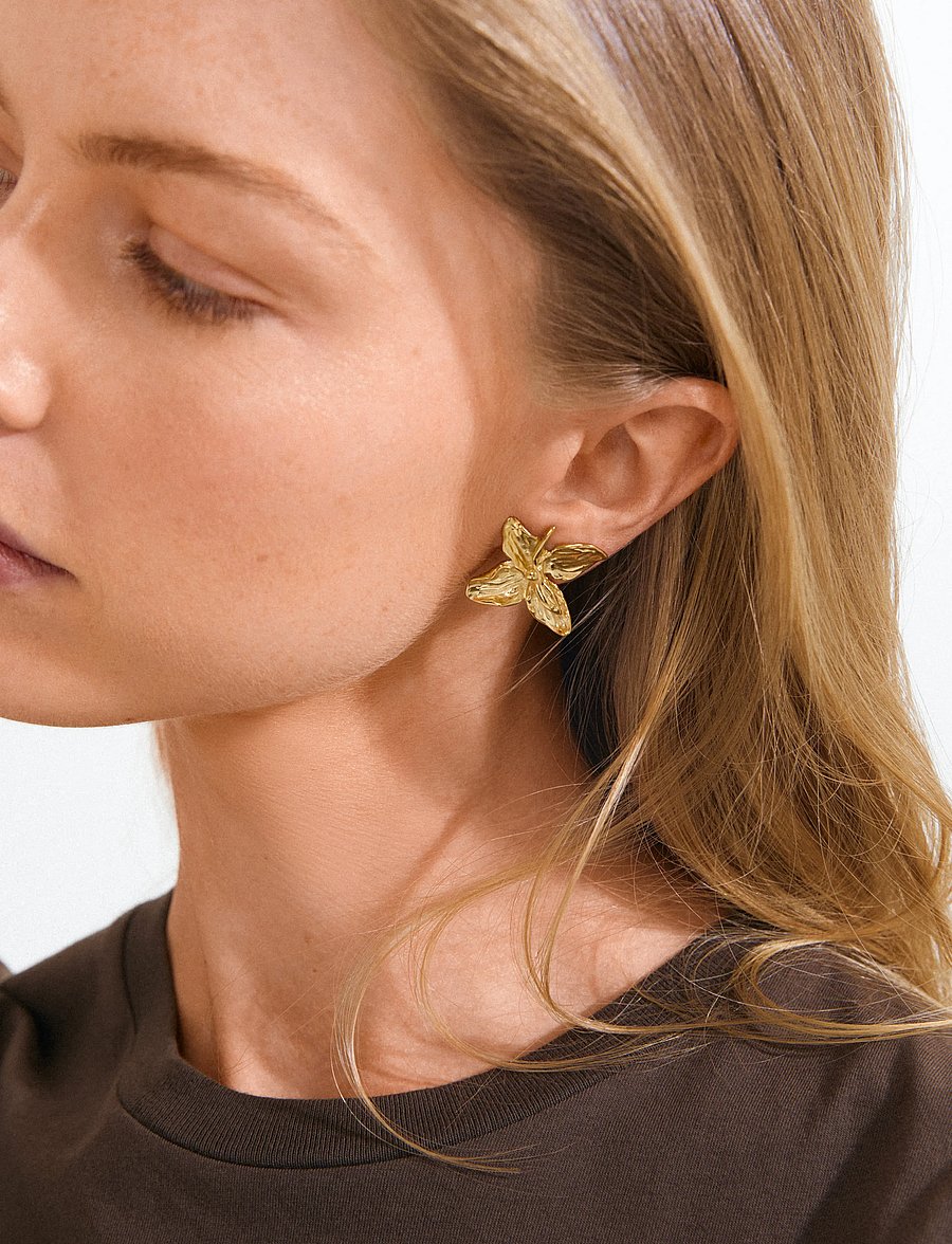 Pilgrim - TRACE flower earrings gold-plated - gold plated - 0