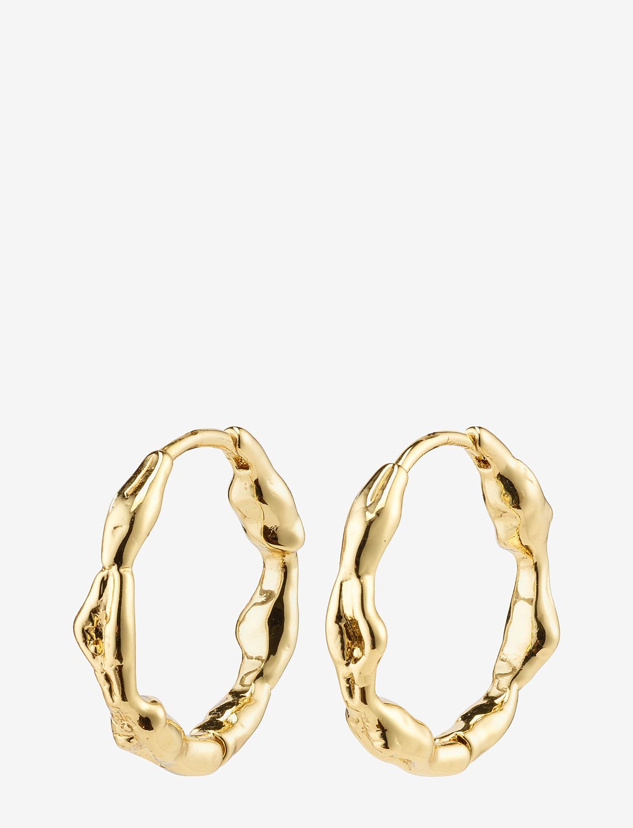 Pilgrim - ZION organic shaped medium hoops gold-plated - creoler & hoops - gold plated - 0