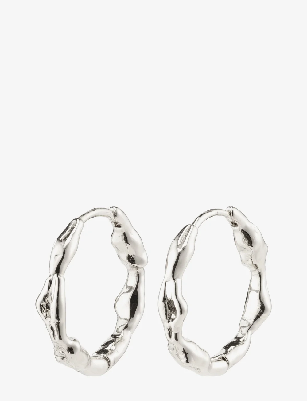 Pilgrim - ZION recycled organic shaped medium hoops - kreolen - silver plated - 1