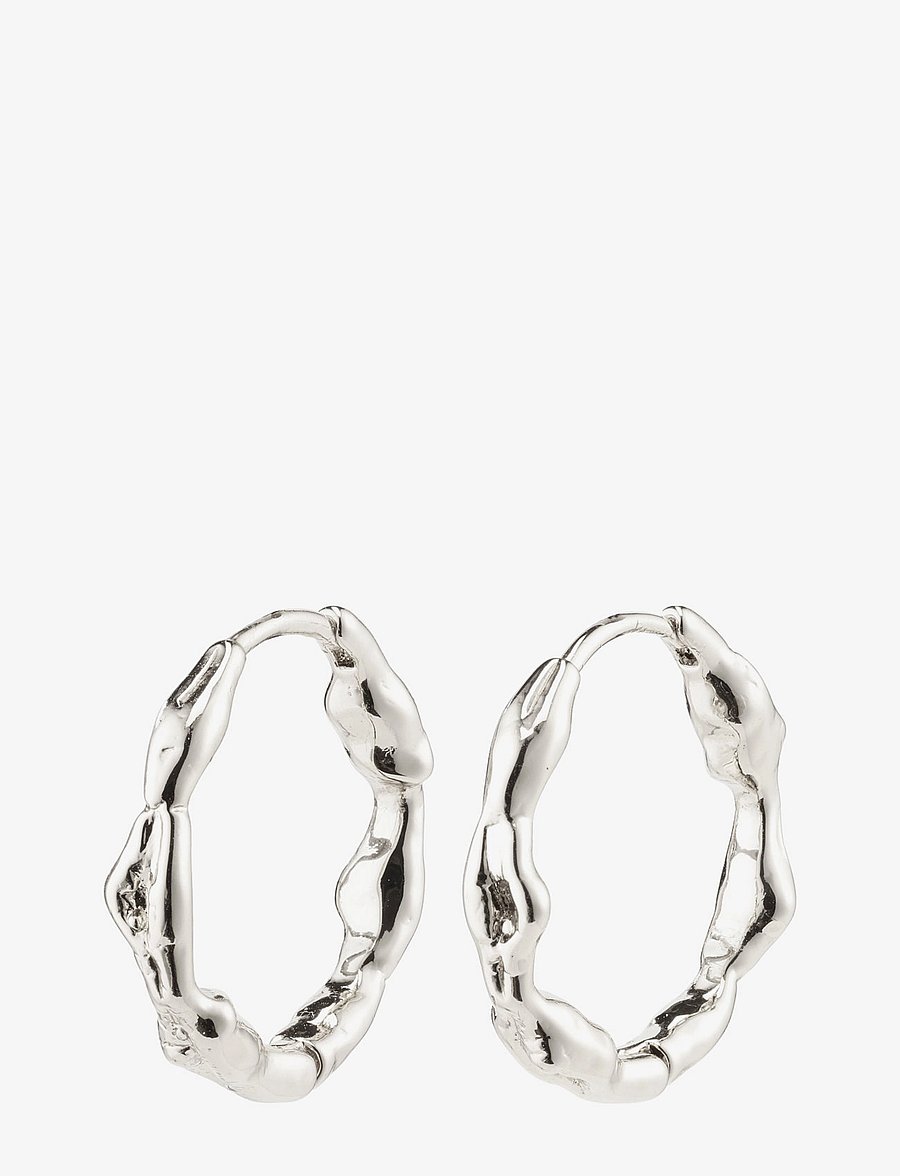 Pilgrim - ZION recycled organic shaped medium hoops - hoops - silver plated - 1