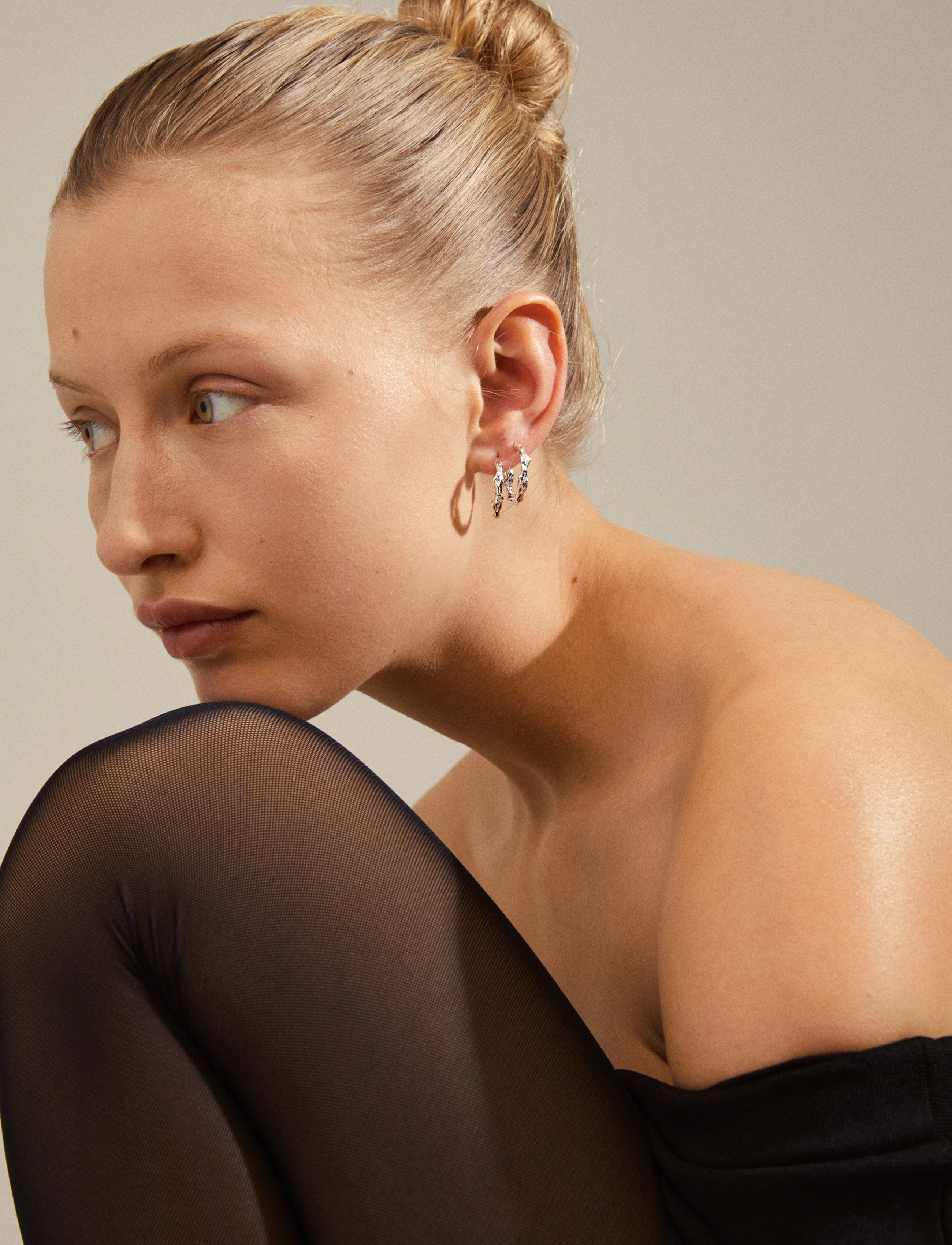 Pilgrim Zion Recycled Organic Shaped Medium Hoops, One Size, Silver, Øreringe > Creoler, Dame