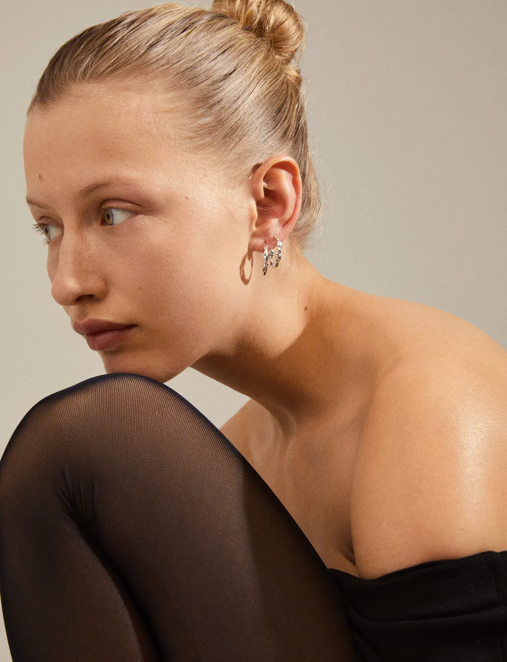 Pilgrim - ZION recycled organic shaped medium hoops - kreolen - silver plated - 0