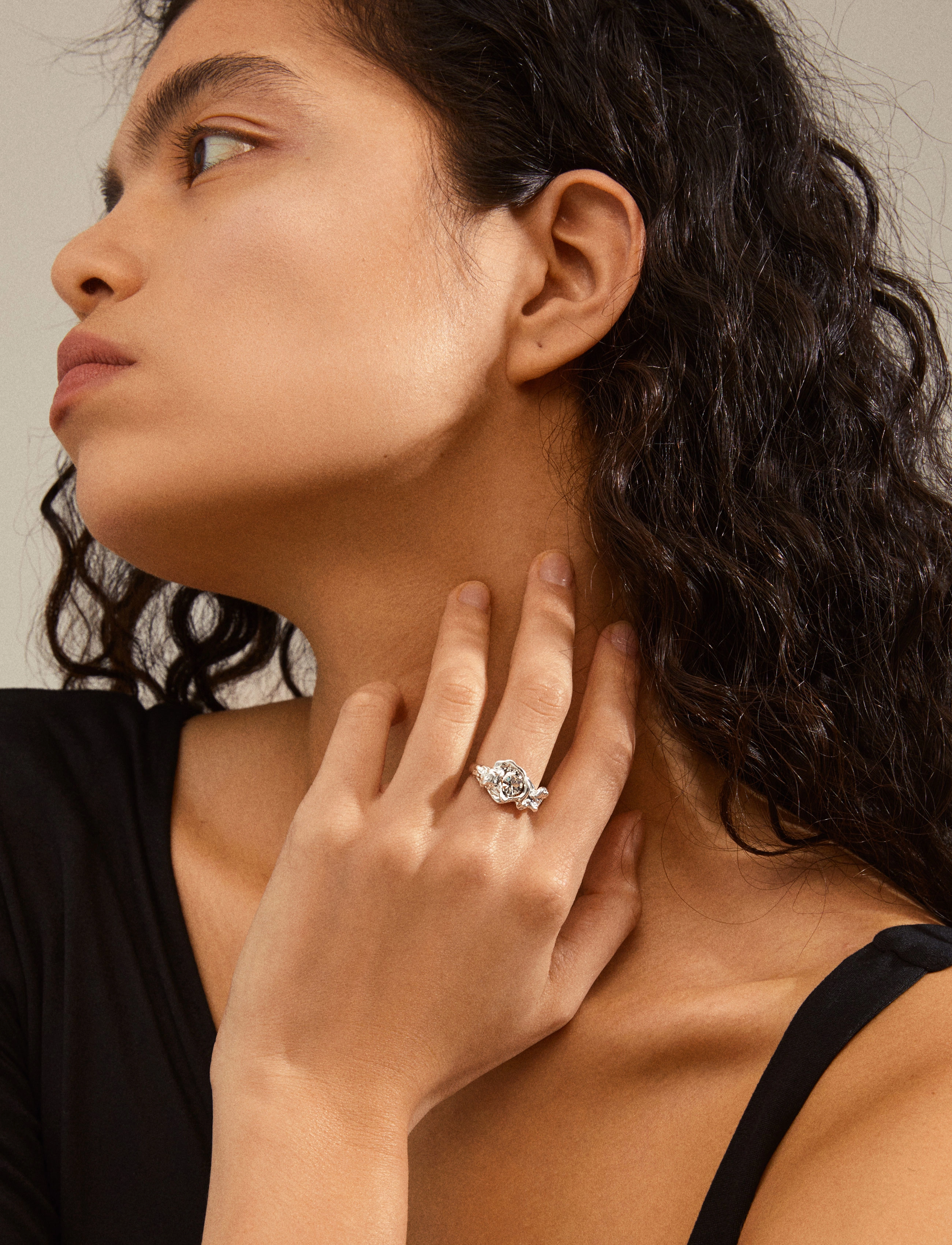Pilgrim - BELIEF organic shaped crystal ring silver-plated - silver plated - 2