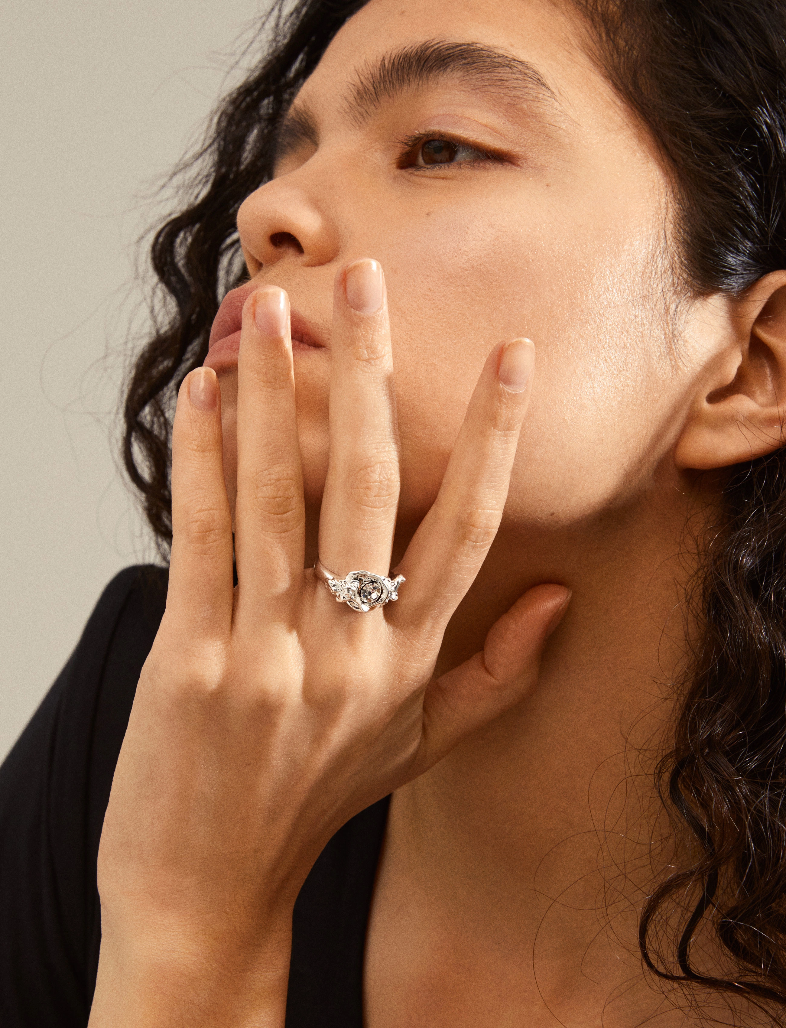 Pilgrim - BELIEF organic shaped crystal ring silver-plated - silver plated - 3