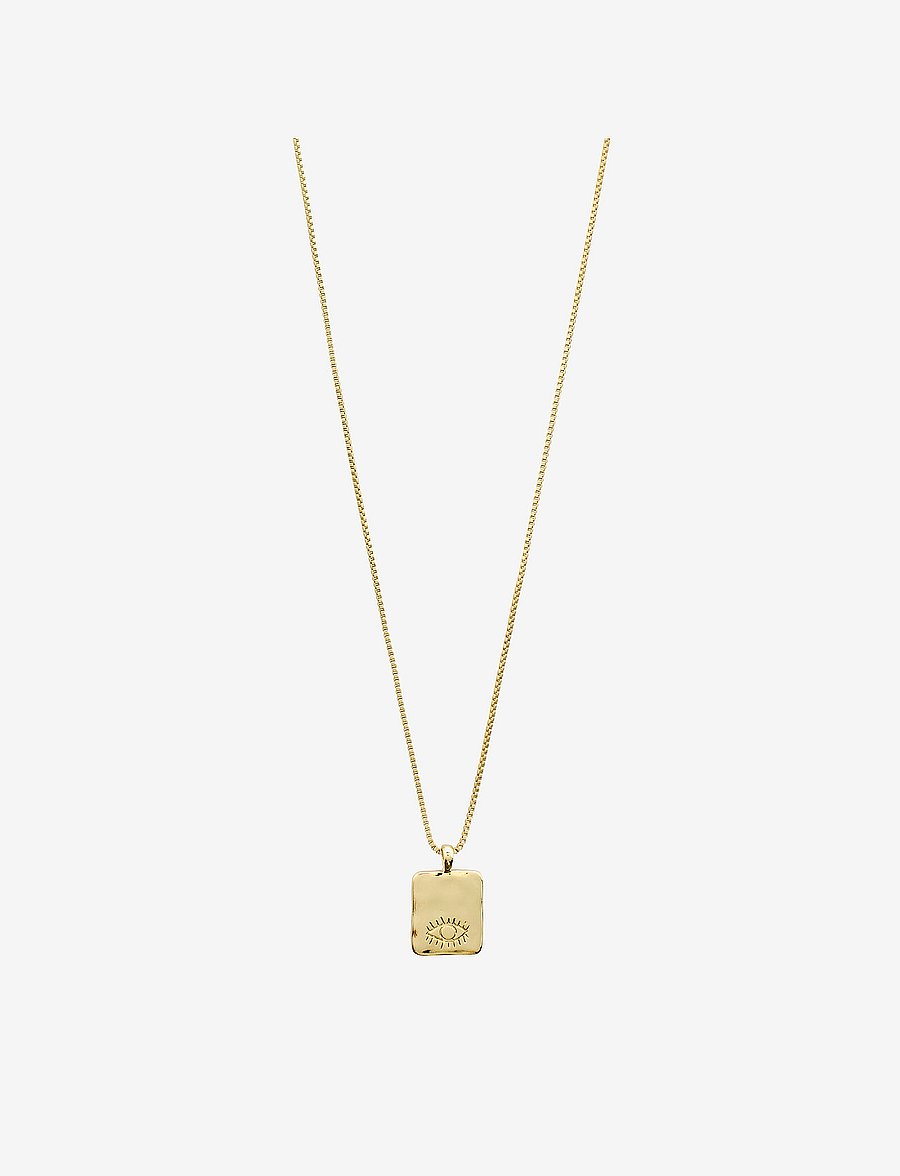 Pilgrim - THANKFUL square pendant necklace - gold plated - 0