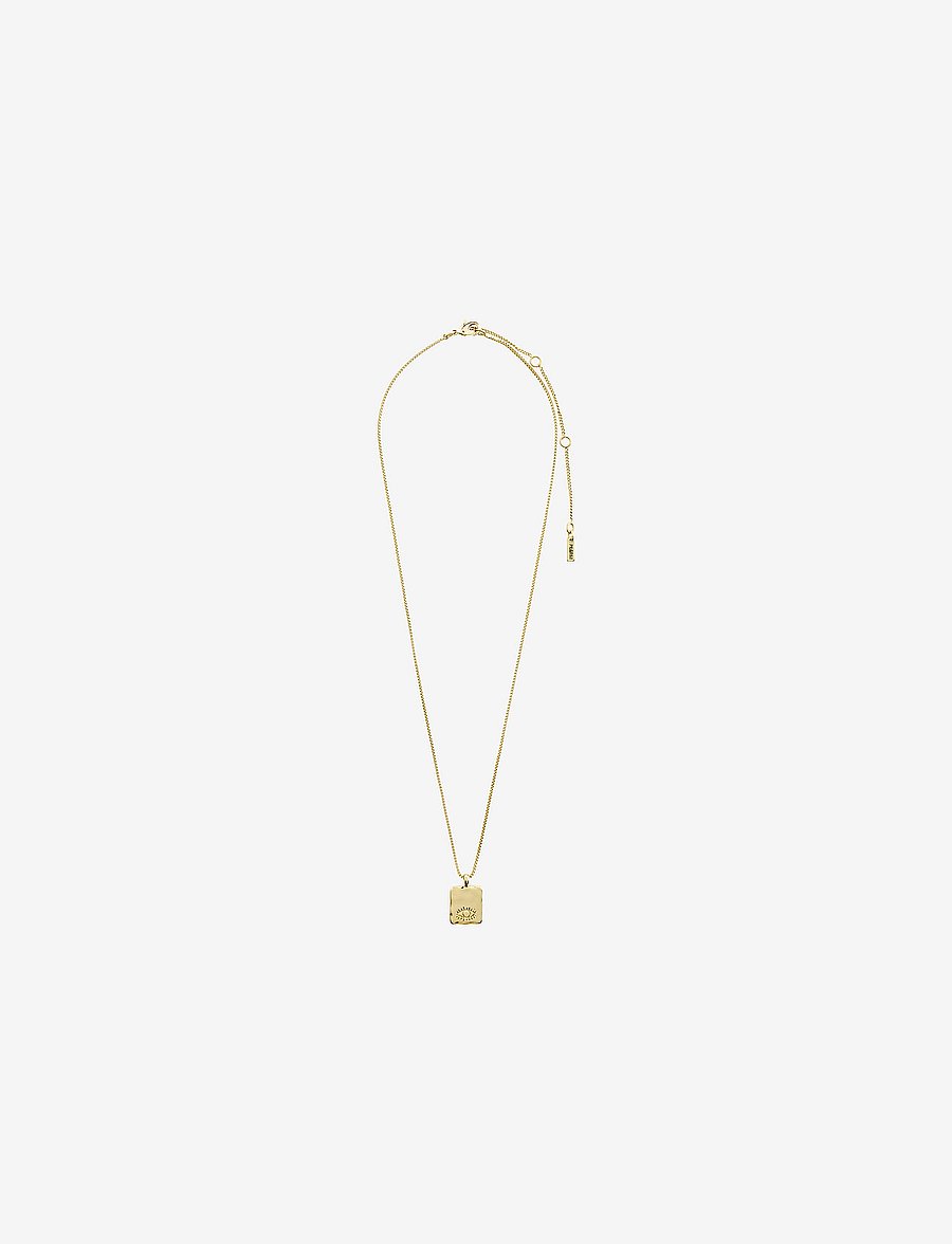 Pilgrim - THANKFUL square pendant necklace - gold plated - 1